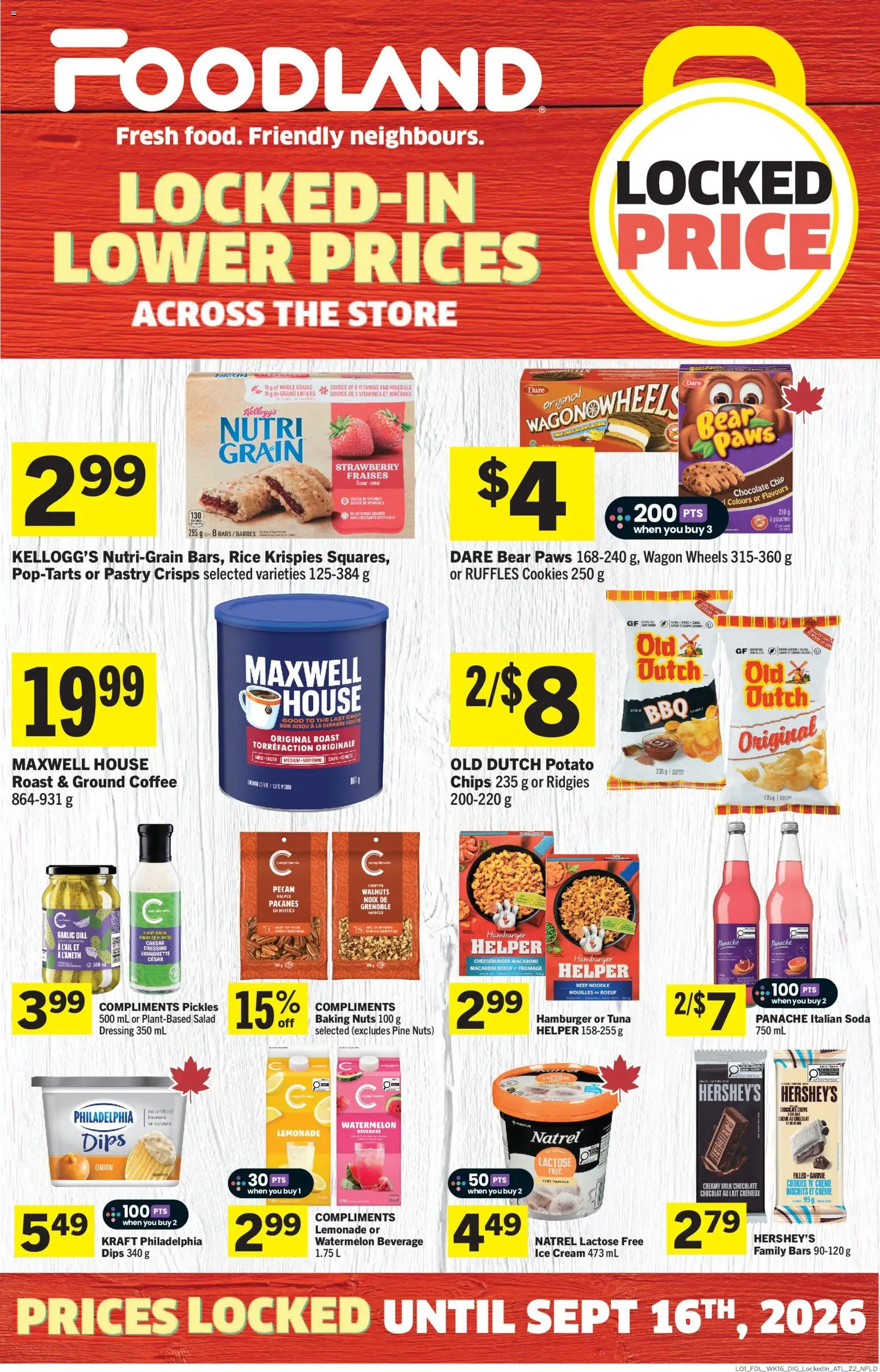 Foodland flyer valid from Aug 13, 2026 | Page: 8 | Products: Chips, Hamburger, Dressing, Chocolate