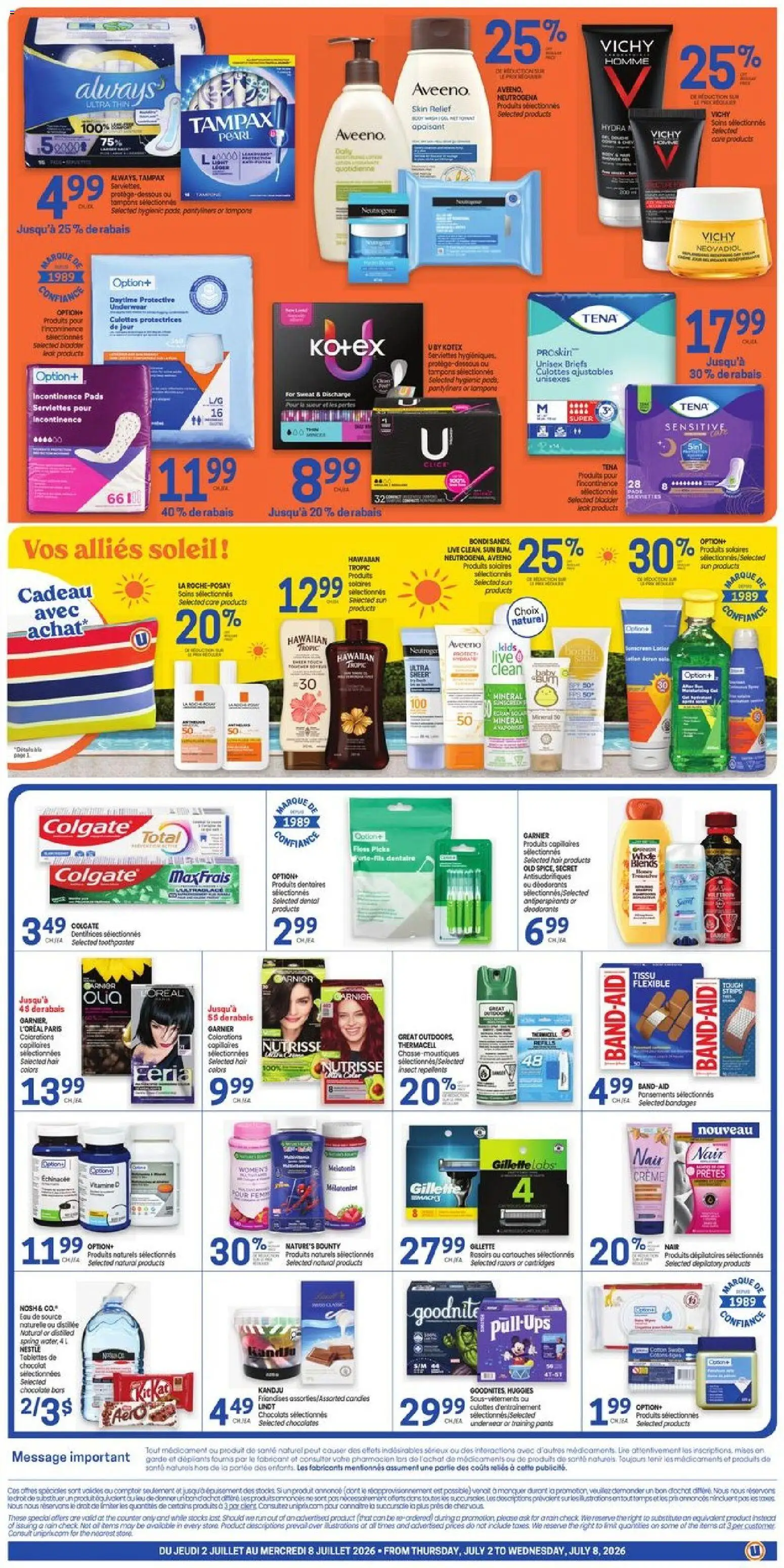 Uniprix flyer valid from Jul 2, 2026 | Page: 2 | Products: Chocolate, Pants, Underwear, Briefs