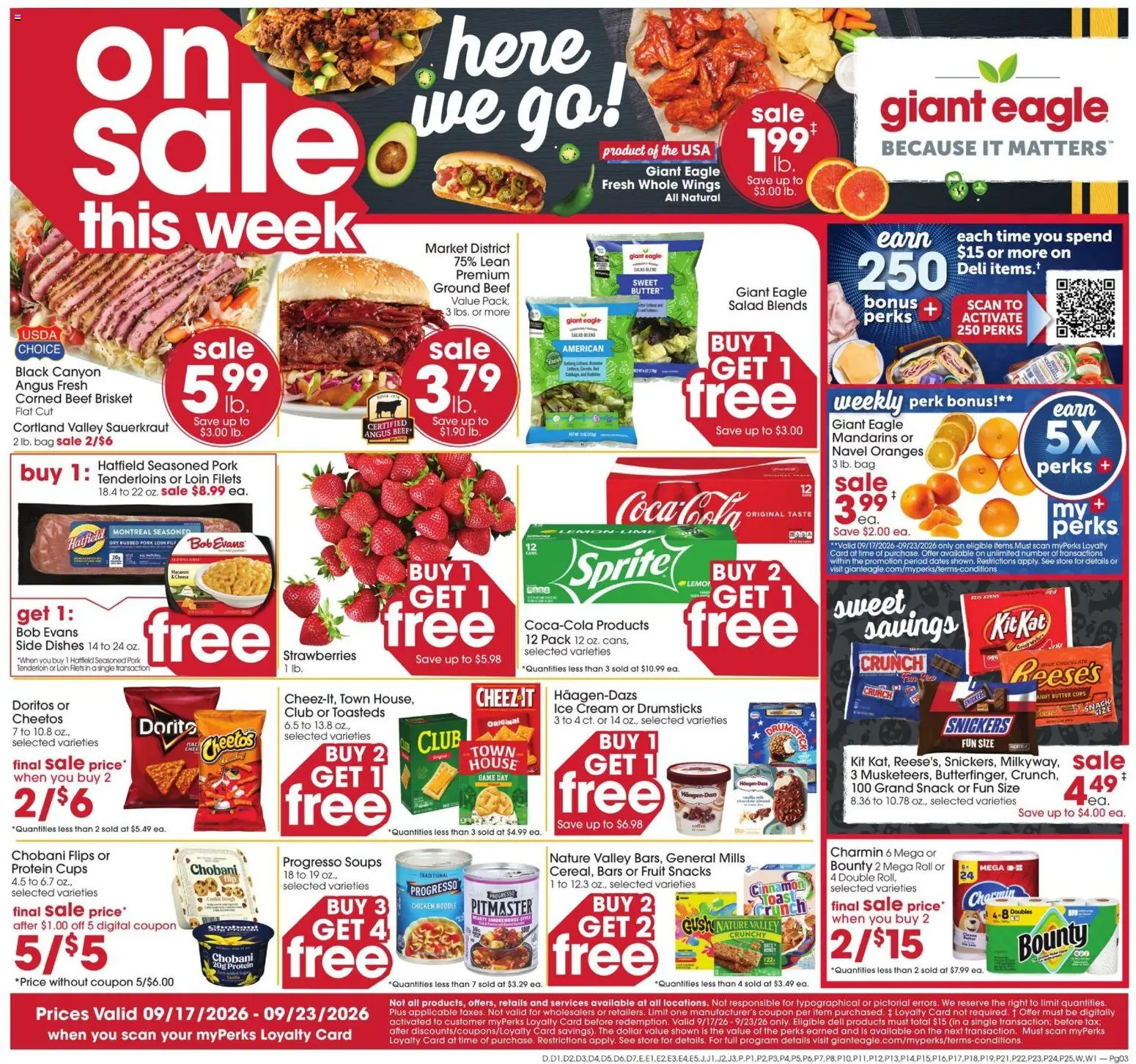 Giant Eagle Weekly Ad - valid from 09/17/2026 | Page: 1 | Products: Pork, Strawberries, Cream, Drumsticks