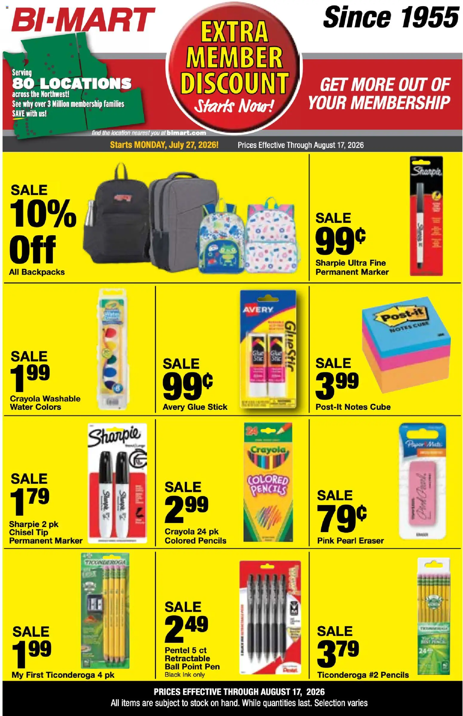 Bi-Mart Weekly Ad - valid from 07/27/2026 | Page: 4 | Products: Eraser, Ink, Chisel, Water