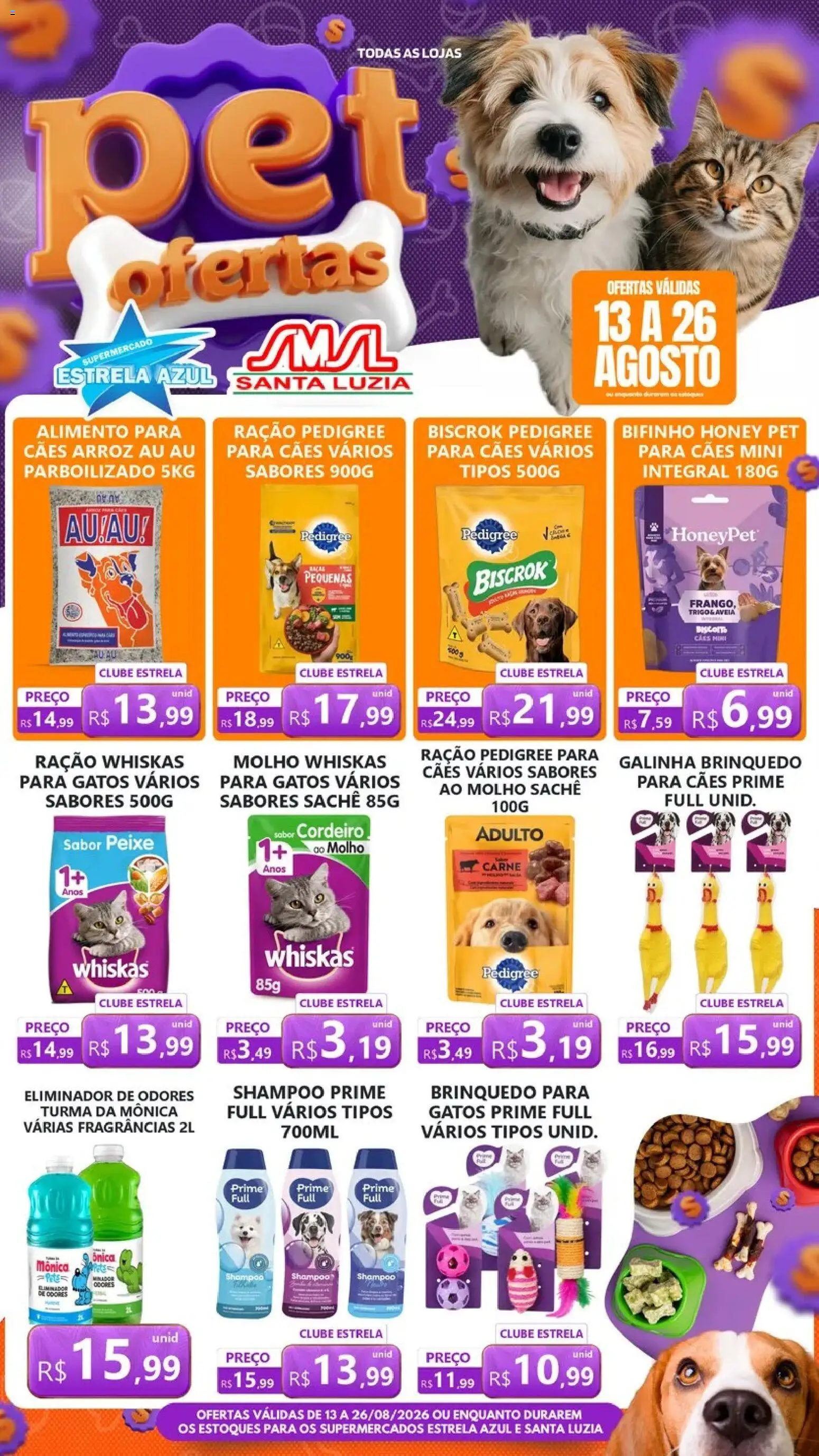 Estrela Azul Folheto - válido de 13/08/2026 | Página: 1 | Produtos: Shampoo, Cordeiro, Carne, Aveia