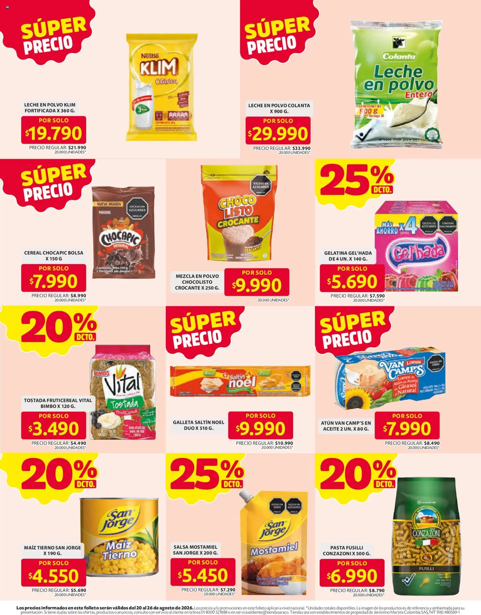 Ara revista - valida desde el 20/08/2026 | Página: 13 | Productos: Pasta, Polvo, Leche, Aceite