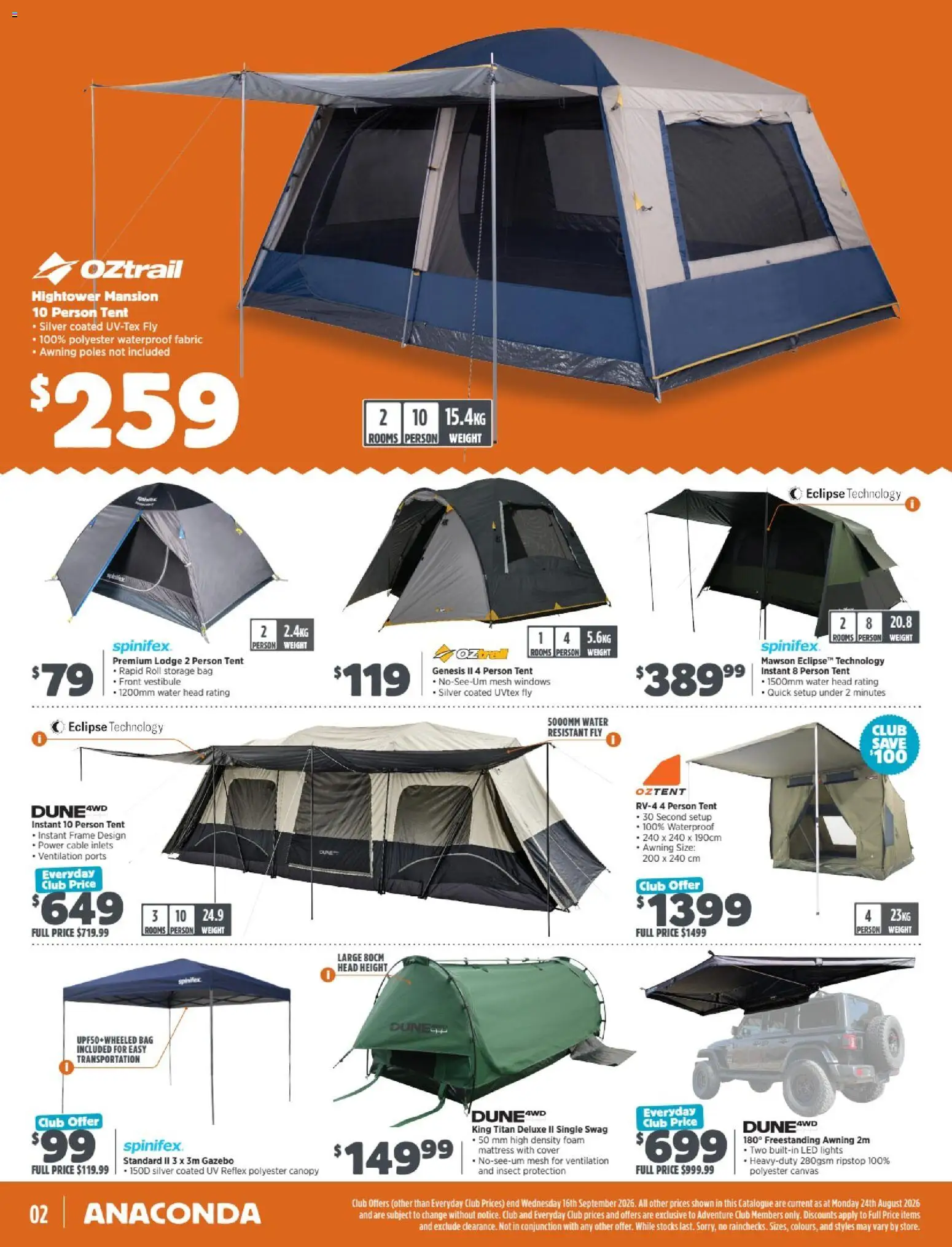 Anaconda catalogue - valid from 24/08/2026 | Page: 2 | Products: Gazebo, Water, Foam, Mattress