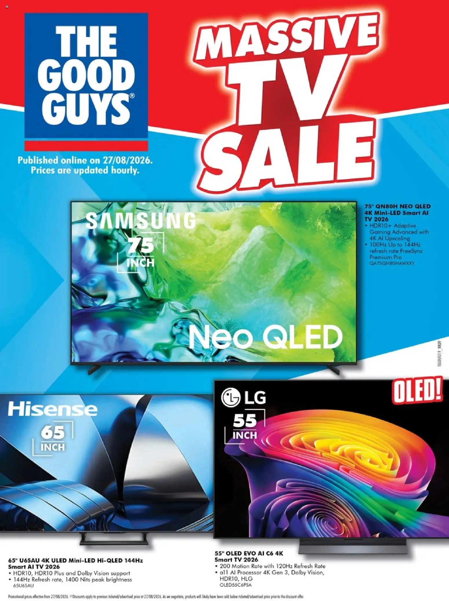 The Good Guys catalogue - valid from 26/08/2026 | Page: 1 | Products: Tv, Smart tv