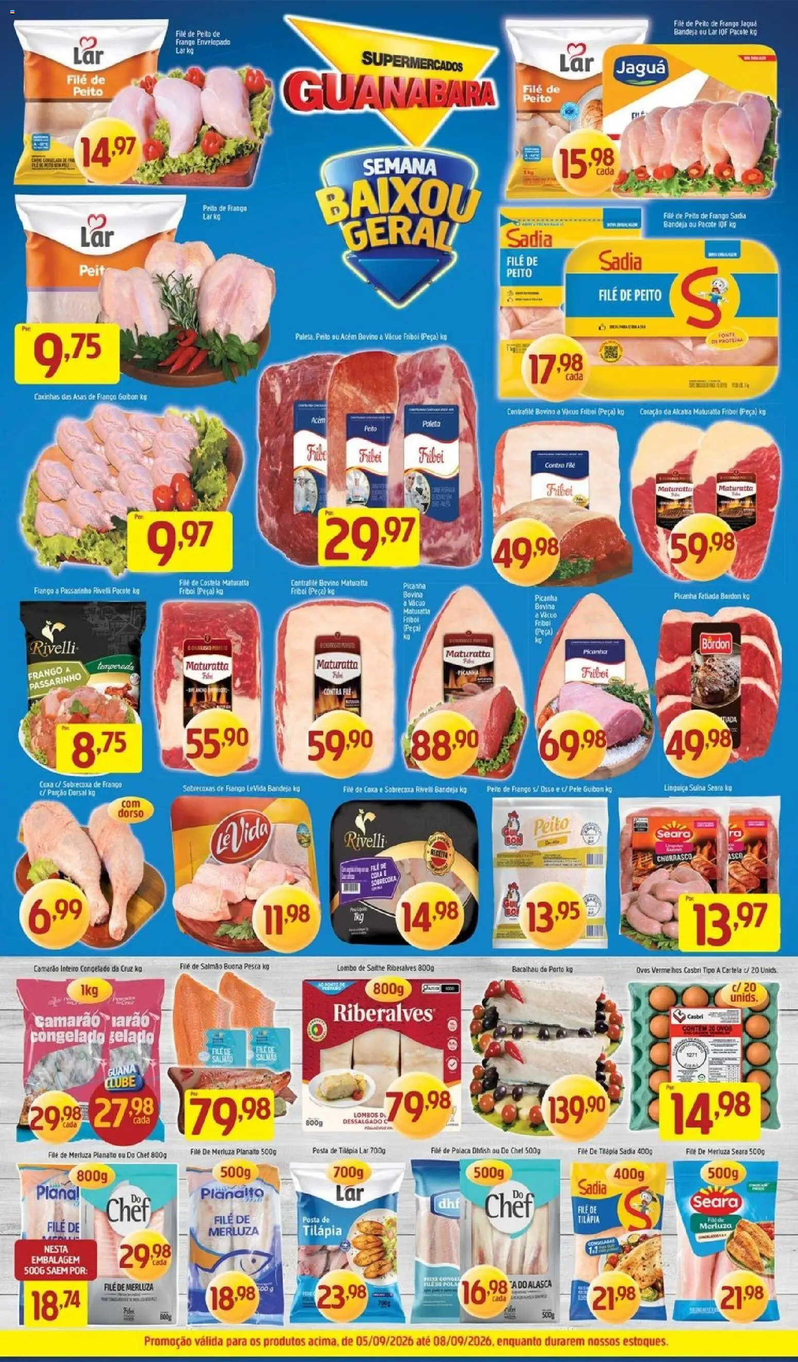 Supermercados Guanabara Folheto - válido de 05/09/2026 | Página: 5 | Produtos: Filé de costela, Filé de salmão, Lombo, Bandeja