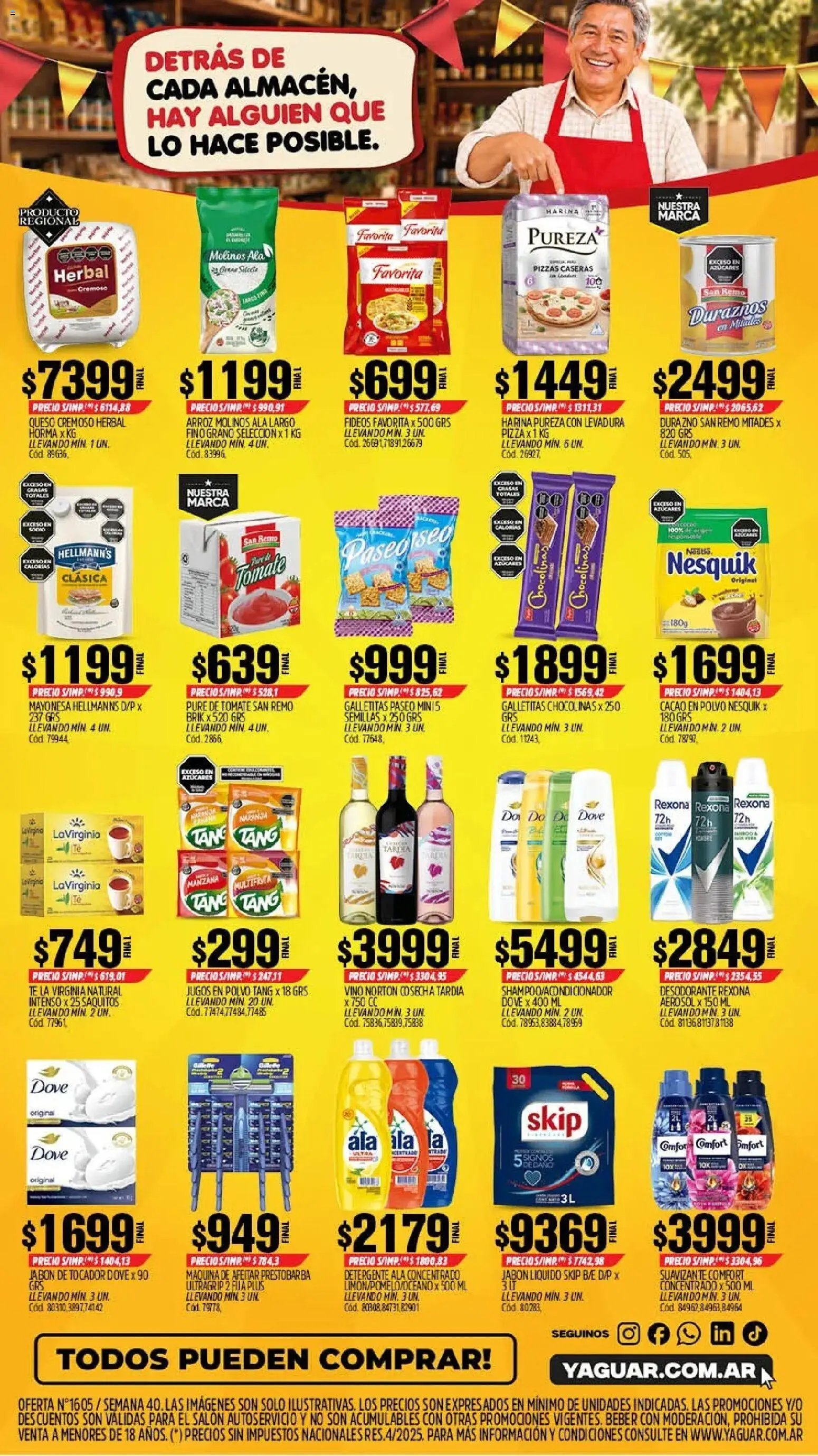 Yaguar - Oferta Semanal Trelew │ válido desde el 28/09/2026 | Página: 2 | Productos: Harina, Pure de Tomate, Queso, Puré