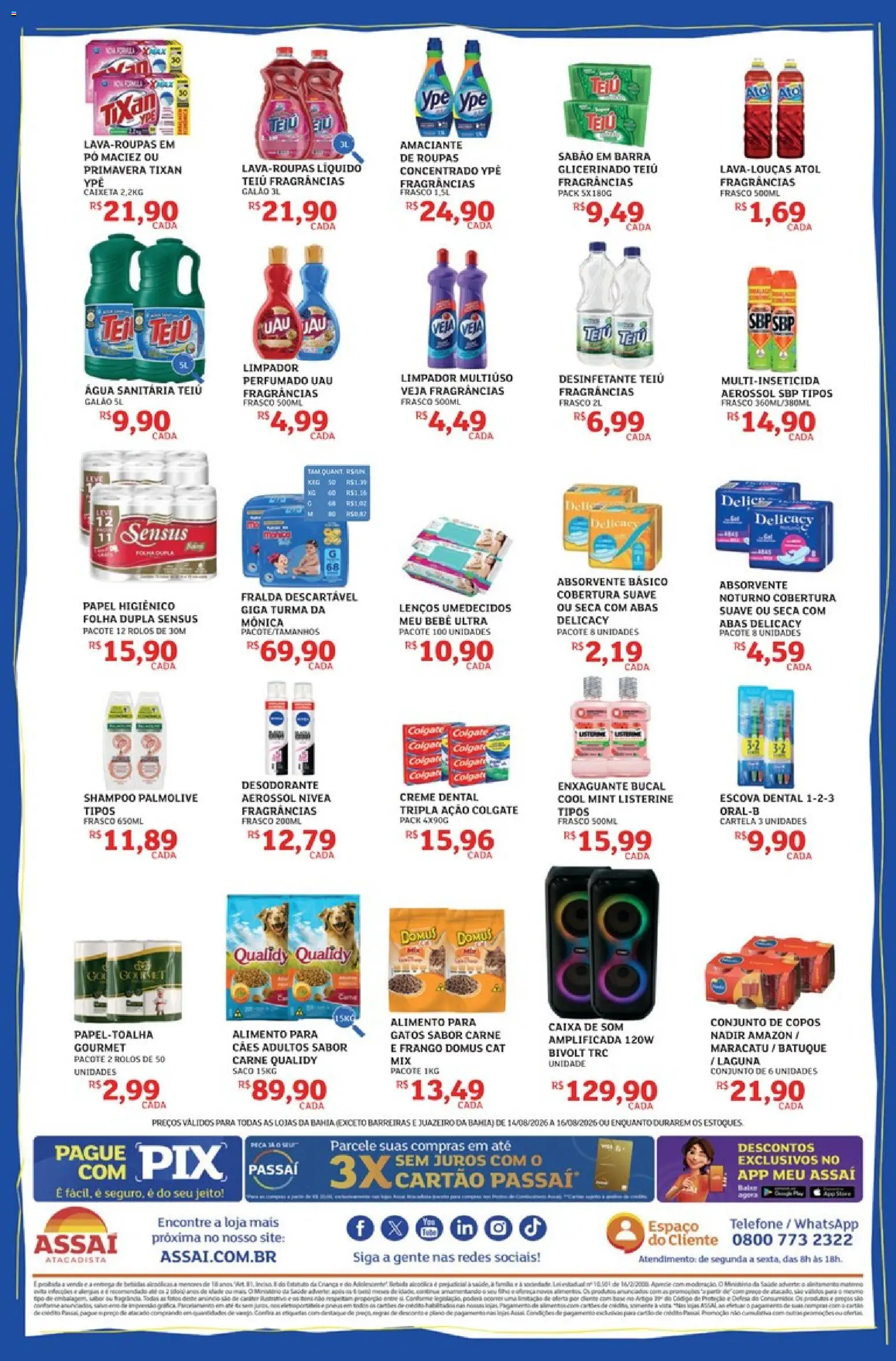 Assaí Atacadista Folheto - válido de 14/08/2026 | Página: 4 | Produtos: Caixa, Água, Amaciante, Água sanitária