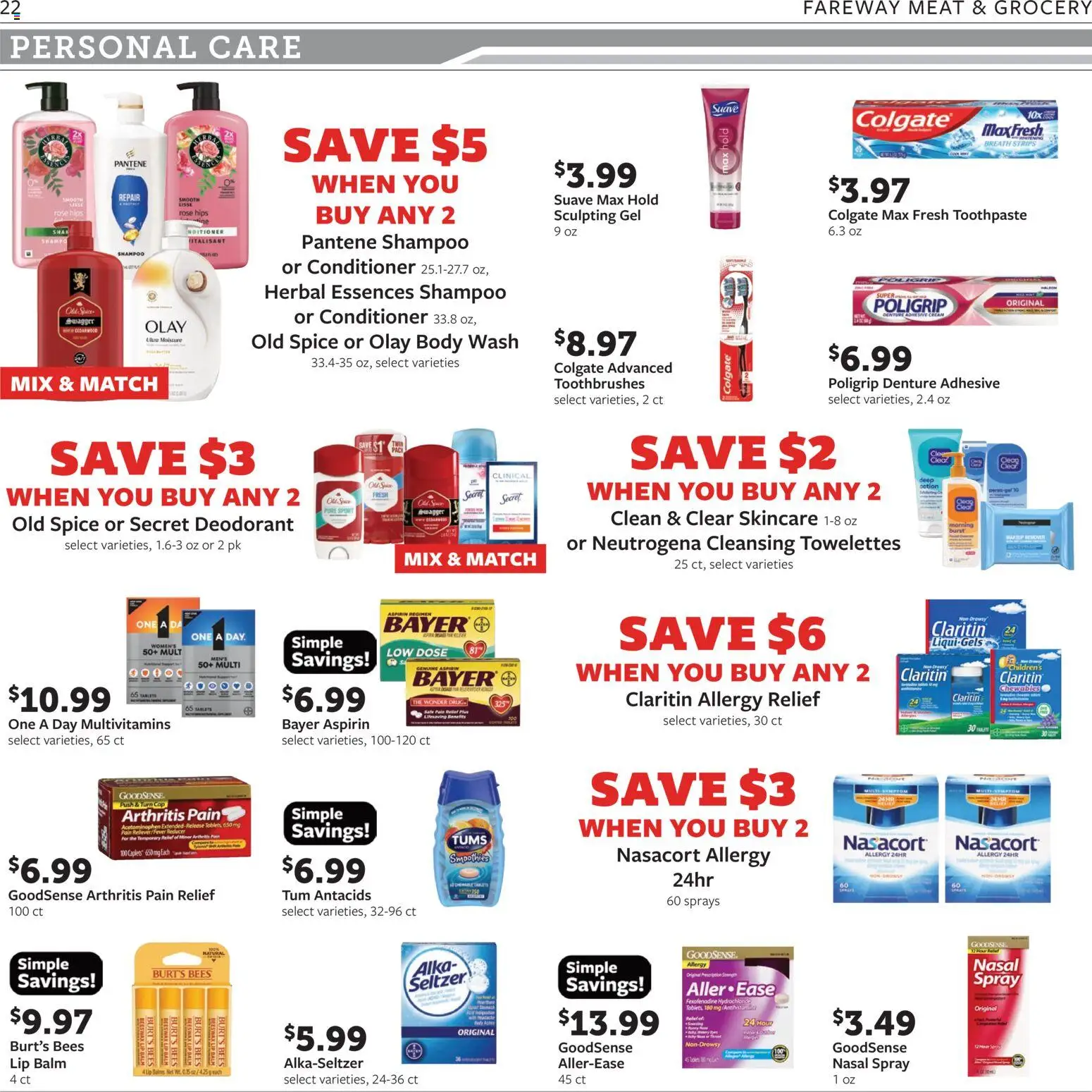 Fareway Weekly Ad - valid from 09/07/2026 | Page: 22 | Products: Meat, Denture adhesive, Toothpaste, Body Wash