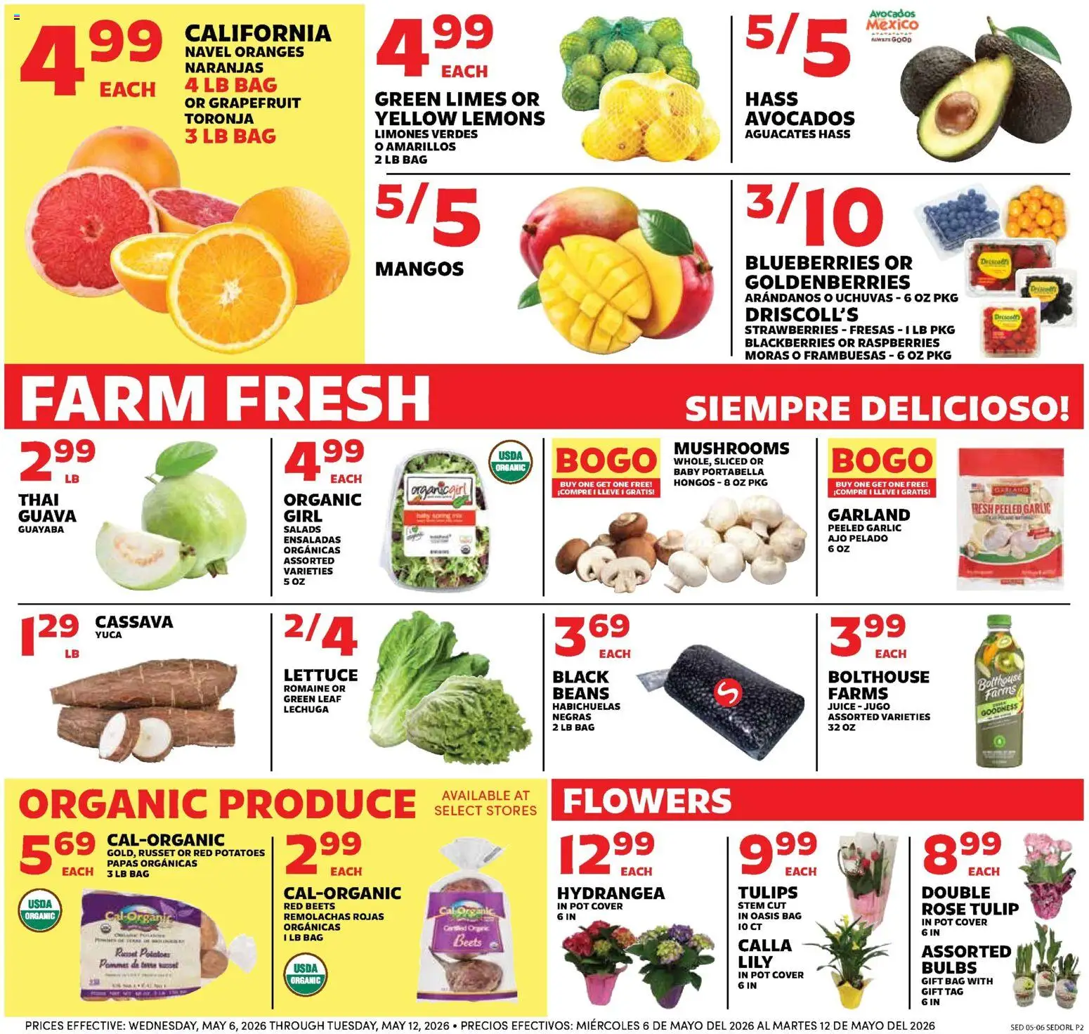 Sedano's Weekly Ad - valid from 06.05.2026 | Page: 2 | Products: Lettuce, Mushrooms, Strawberries, Grapefruit