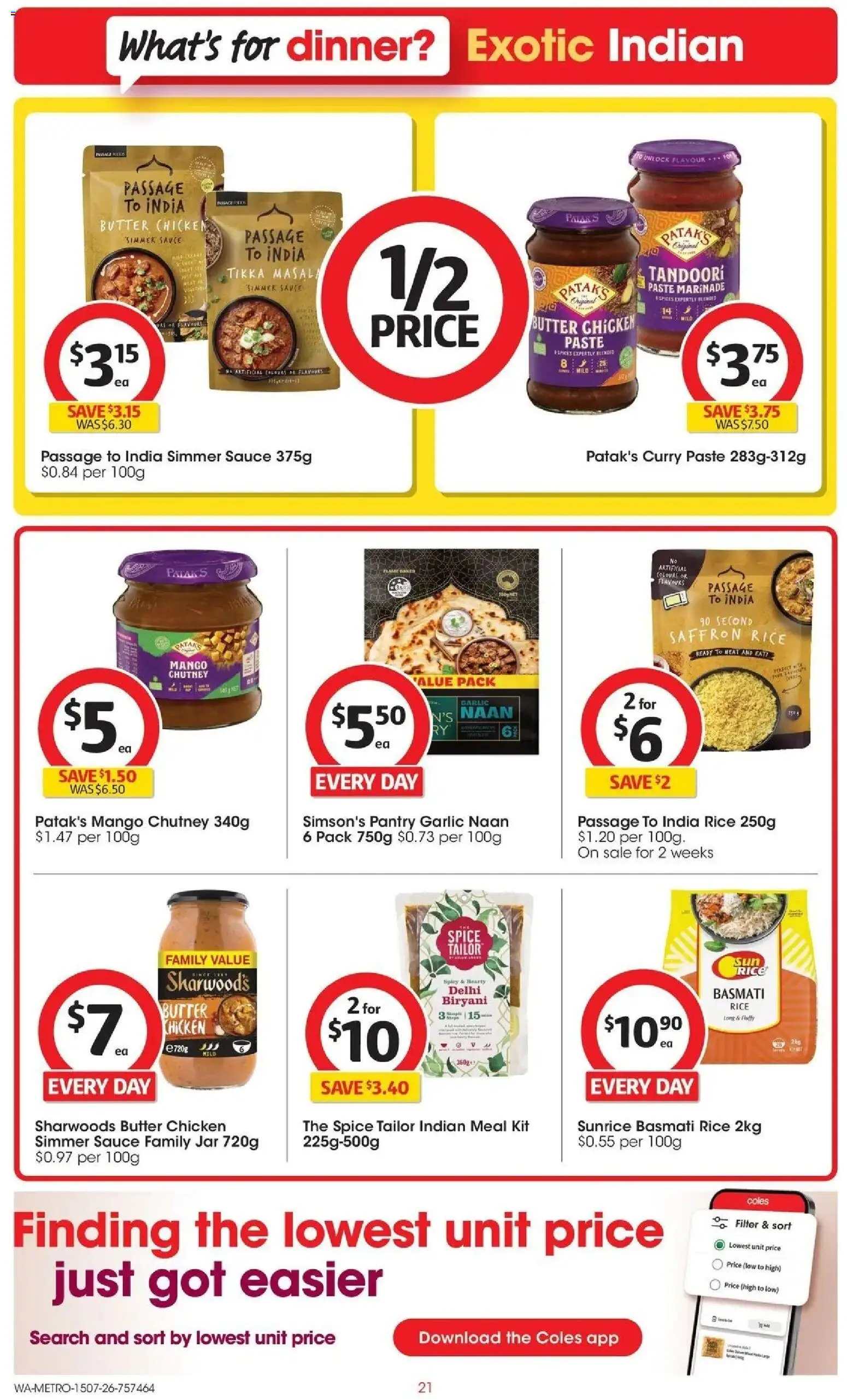 Coles catalogue - valid from 15/07/2026 | Page: 21 | Products: Rice, Spices, Mango, Basmati rice