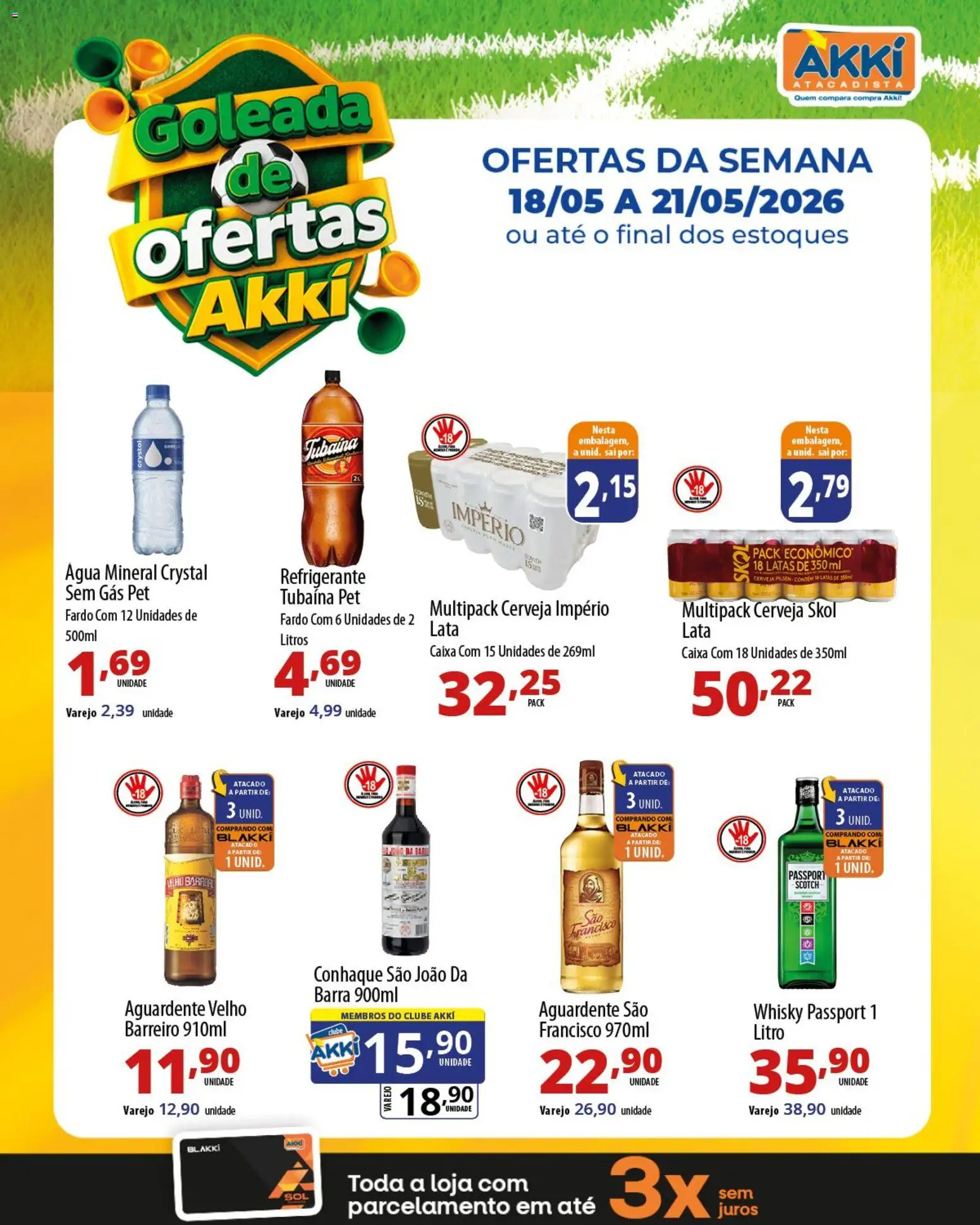 Akki Atacadista Folheto - válido de 18.05.2026 | Página: 5 | Produtos: Conhaque, Cerveja, Água mineral, Refrigerante