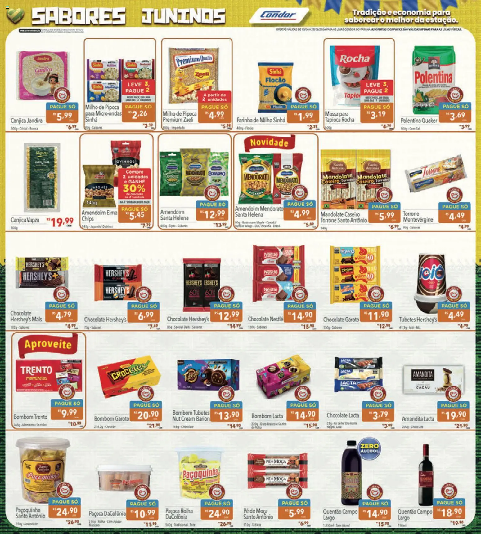 Supermercados Condor Folheto - válido de 15.06.2026 | Página: 6 | Produtos: Chocolate, Açúcar, Bombom, Pipoca