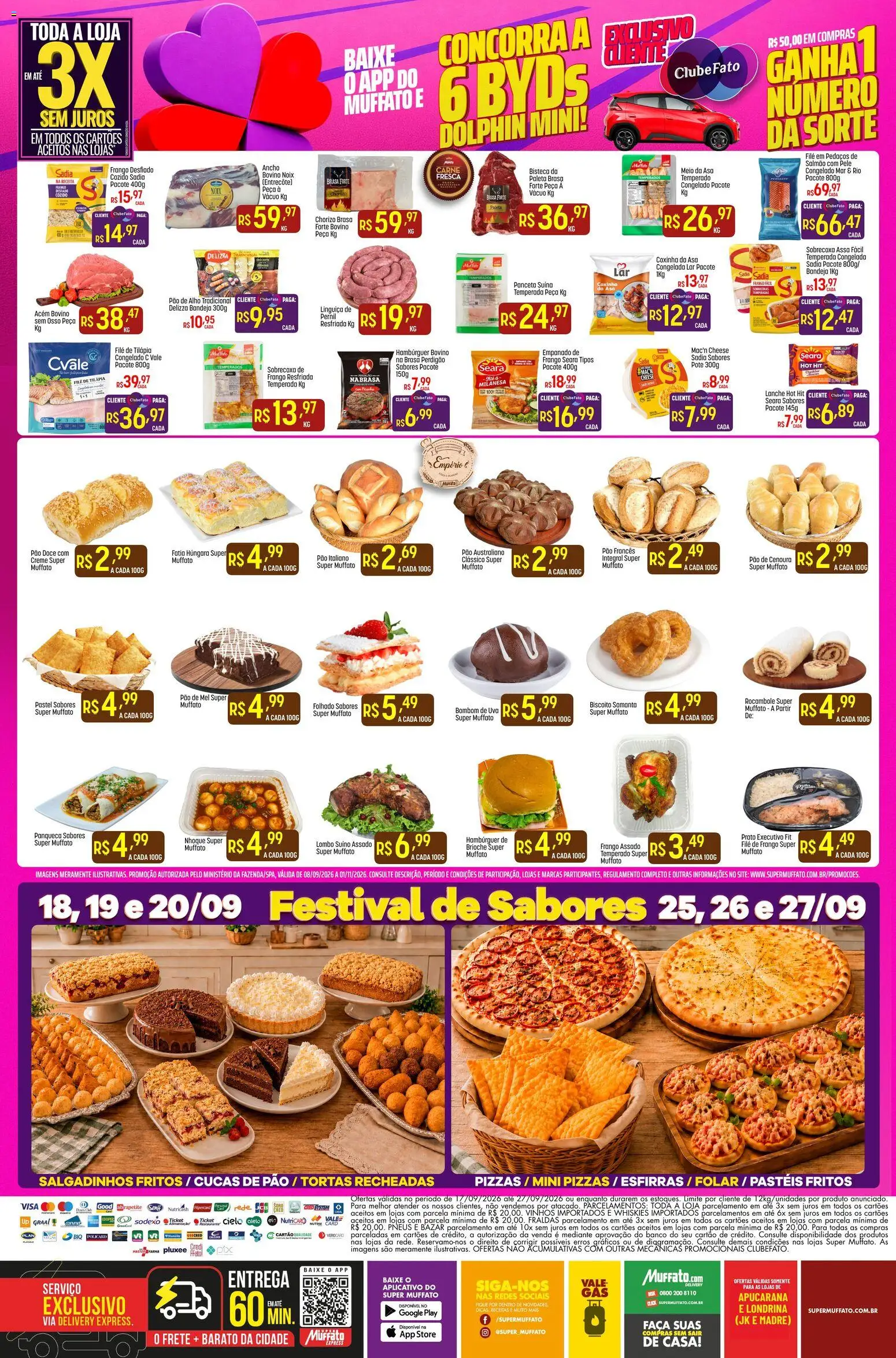 Super Muffato Folheto - válido de 17/09/2026 | Página: 8 | Produtos: Uva, Pao de alho, Pneus, Filé de tilápia