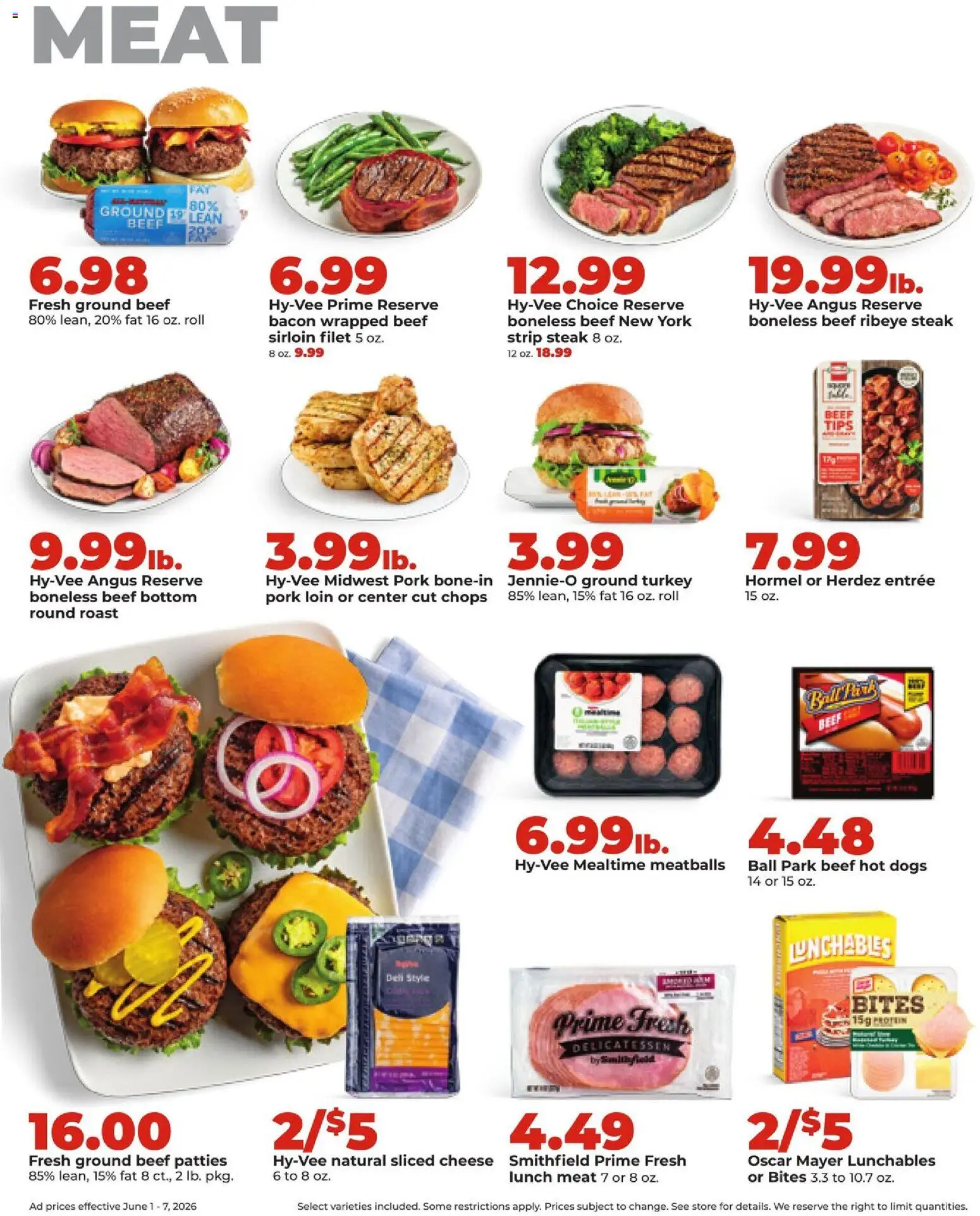 HyVee Weekly Ad - valid from 01.06.2026 | Page: 14 | Products: Cheese, Pork, Beef, Hot Dogs