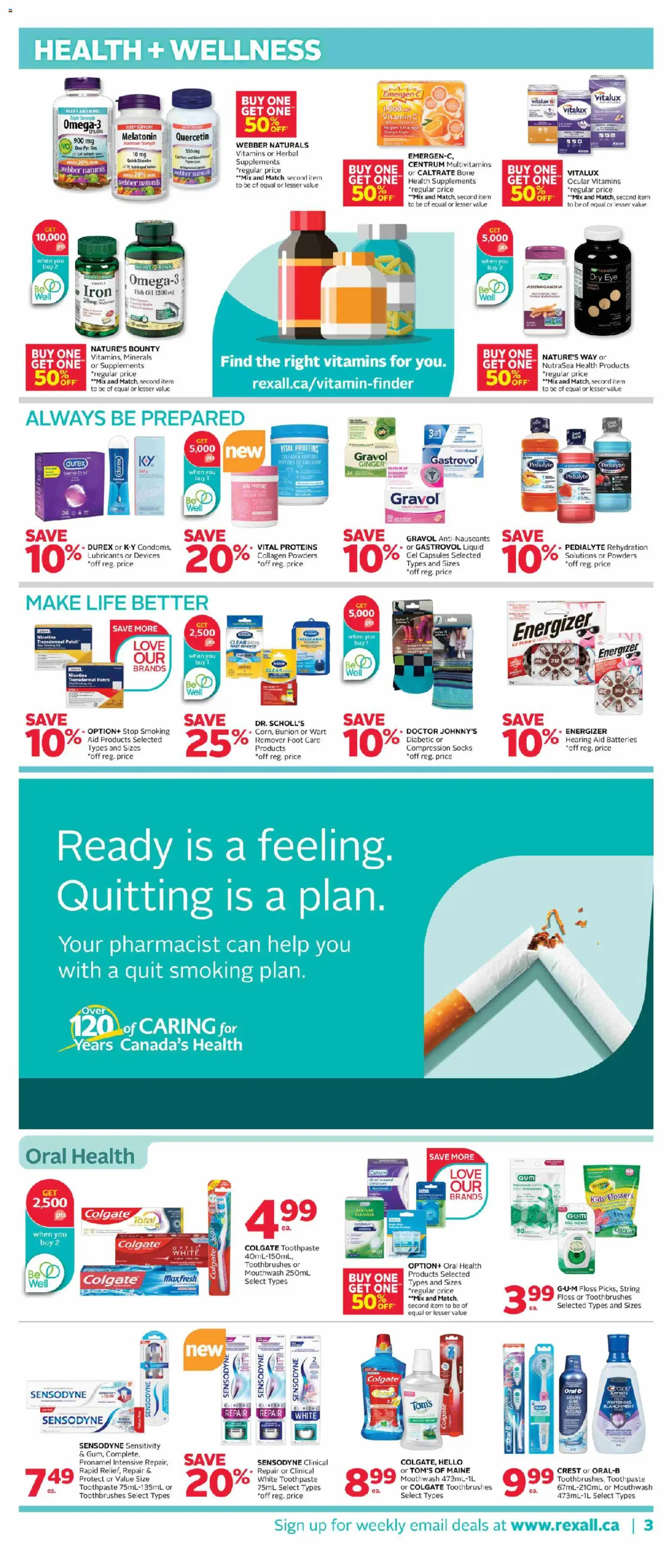 Rexall flyer valid from 17.04.2026 | Page: 9 | Products: Iron, Toothpaste, Mouthwash, Oil