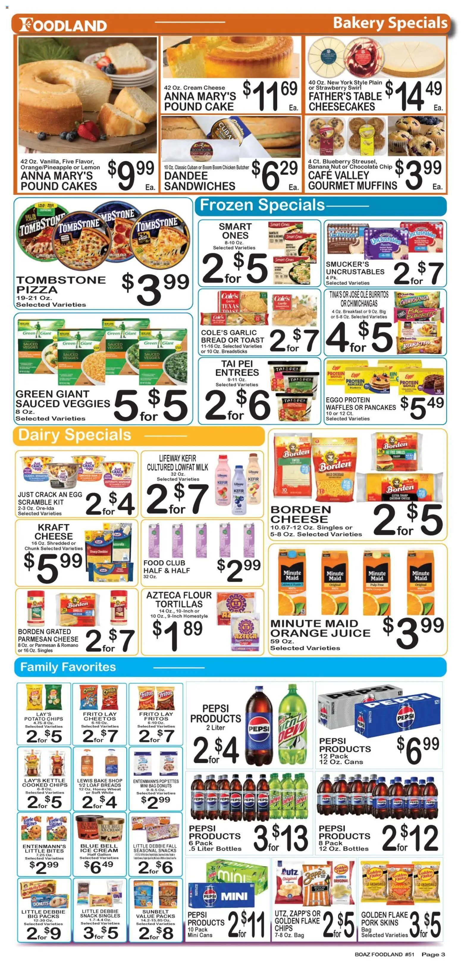 Foodland Weekly Ad - valid from 09/15/2026 | Page: 3 | Products: Cream cheese, Juice, Chips, Tortillas