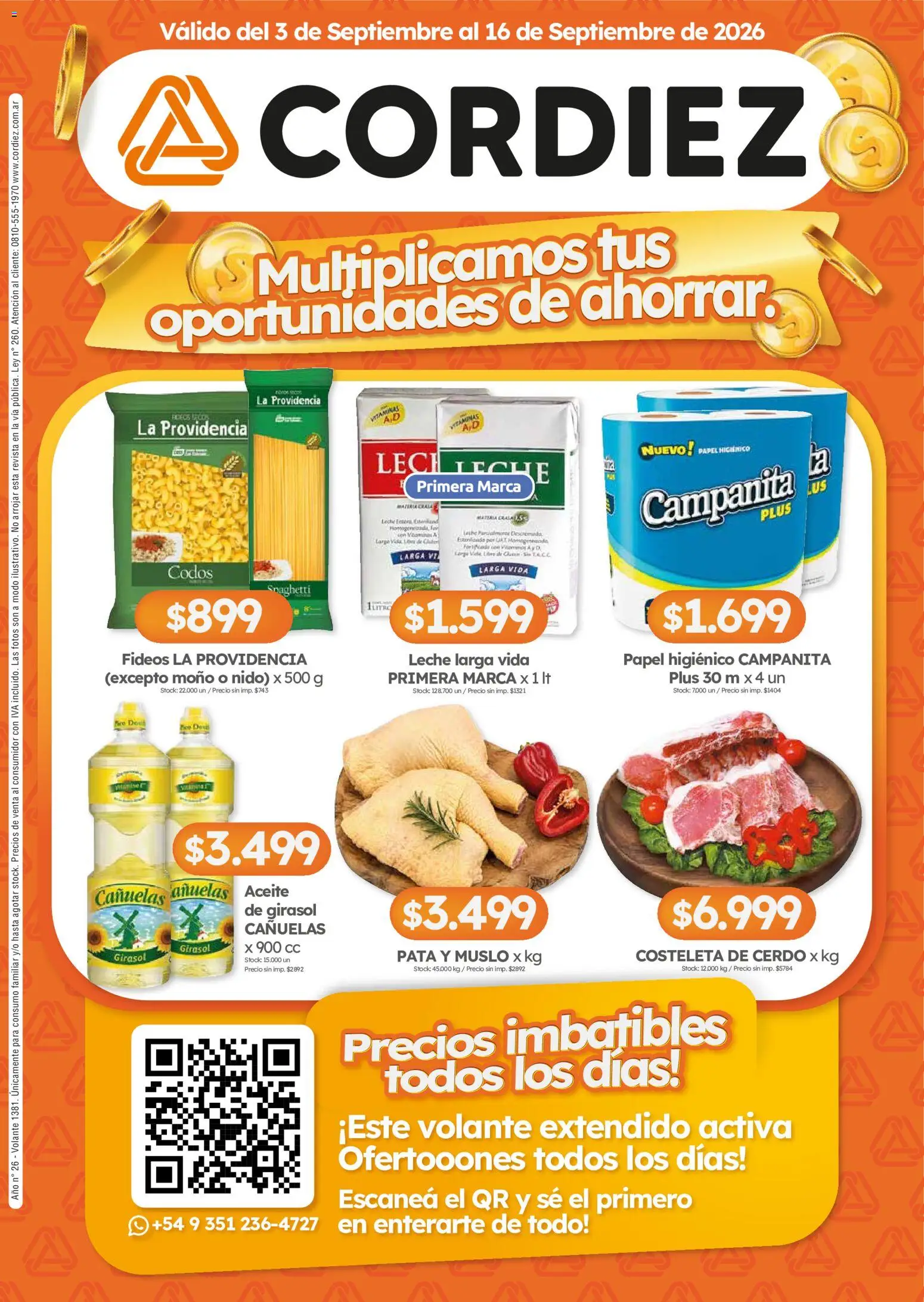 Cordiez - Ofertas │ válido desde el 03/09/2026 | Página: 1 | Productos: Leche, Cerdo, Fideos, Spaghetti