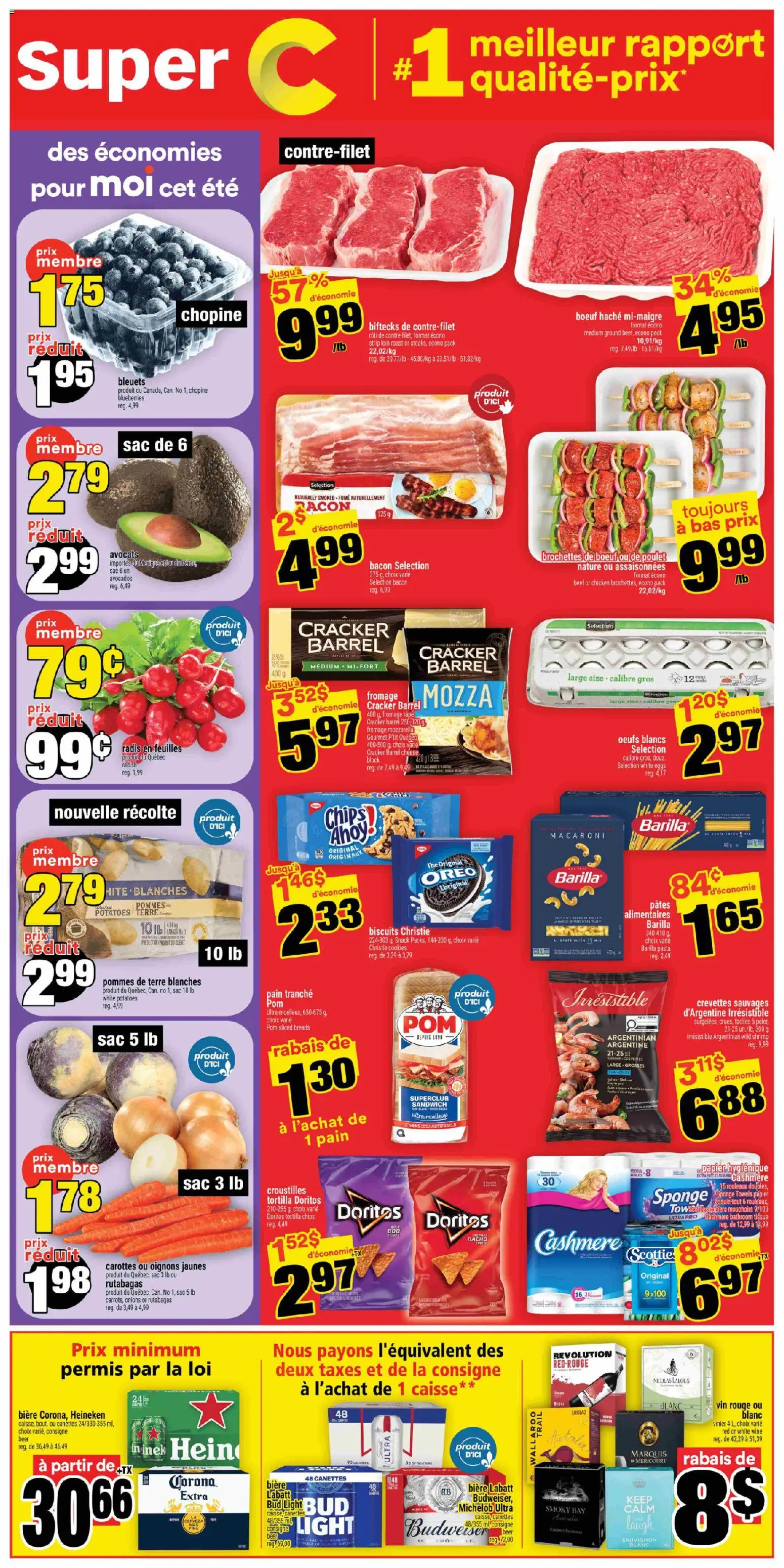 Super C flyer valid from Jul 30, 2026 | Page: 1 | Products: Beef, Pasta, Potatoes, Chicken