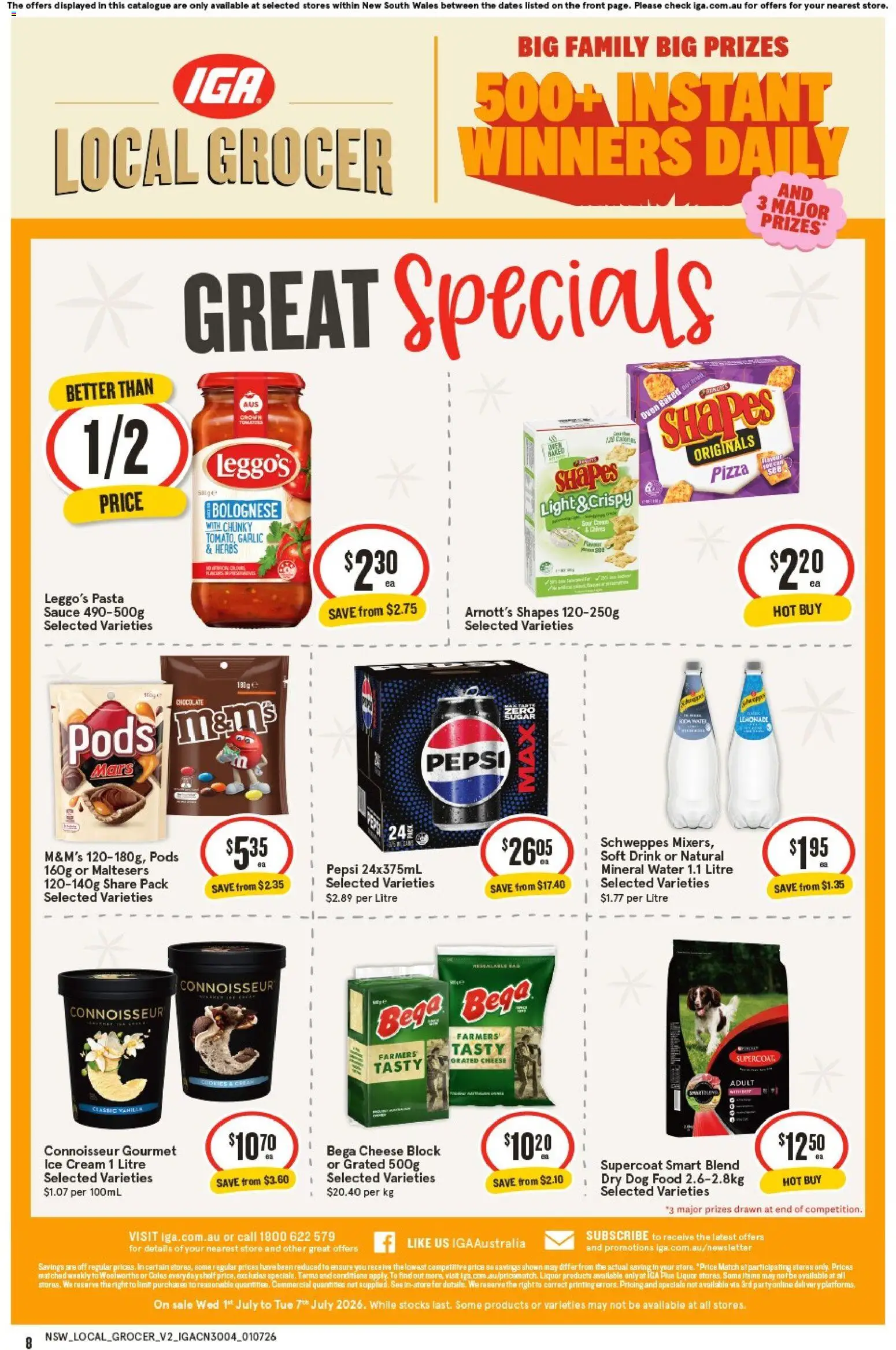 IGA catalogue - valid from 01/07/2026 | Page: 2 | Products: Chocolate, Pizza, Pepsi, Sauce