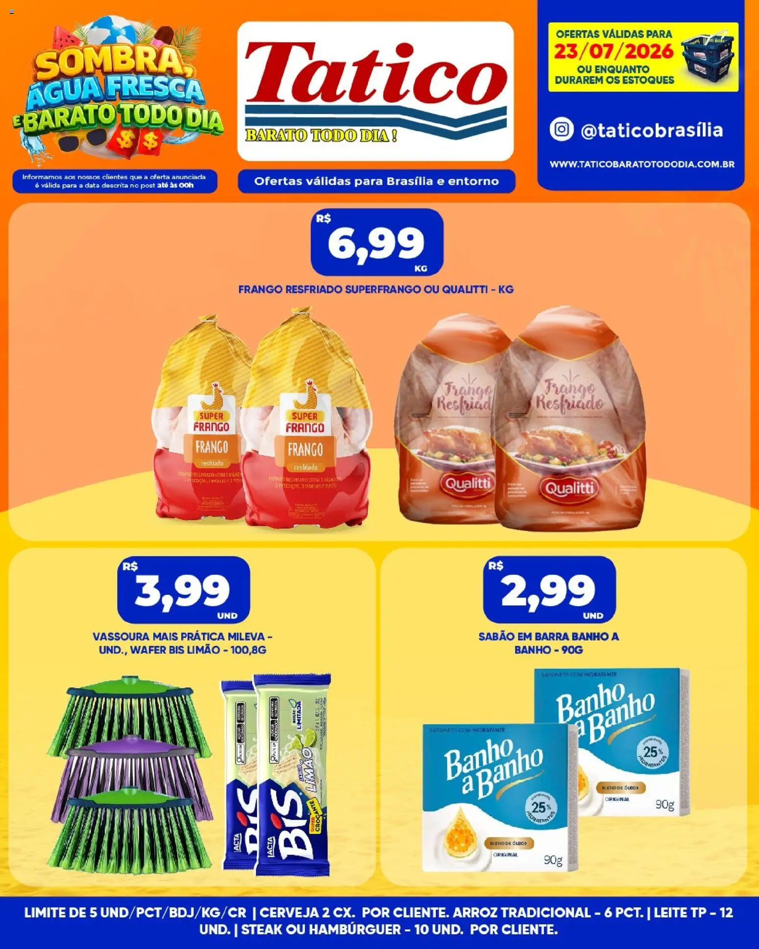 Tatico Folheto - válido de 23/07/2026 | Página: 4 | Produtos: Sabão em barra, Sabonete, Frango, Vassoura