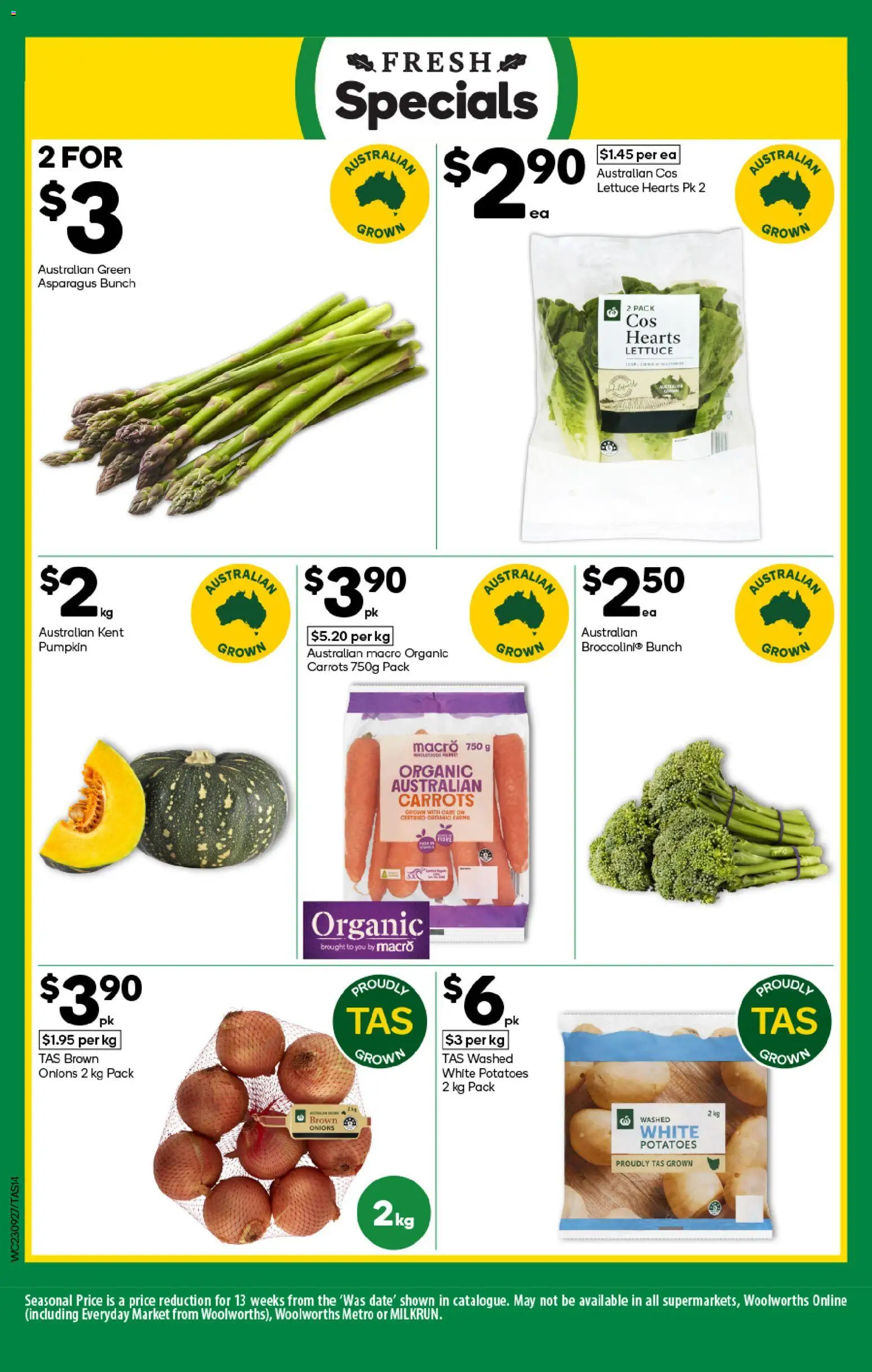 Woolworths catalogue - valid from 23/09/2026 | Page: 14 | Products: Lettuce, Potatoes, Pumpkin, Asparagus