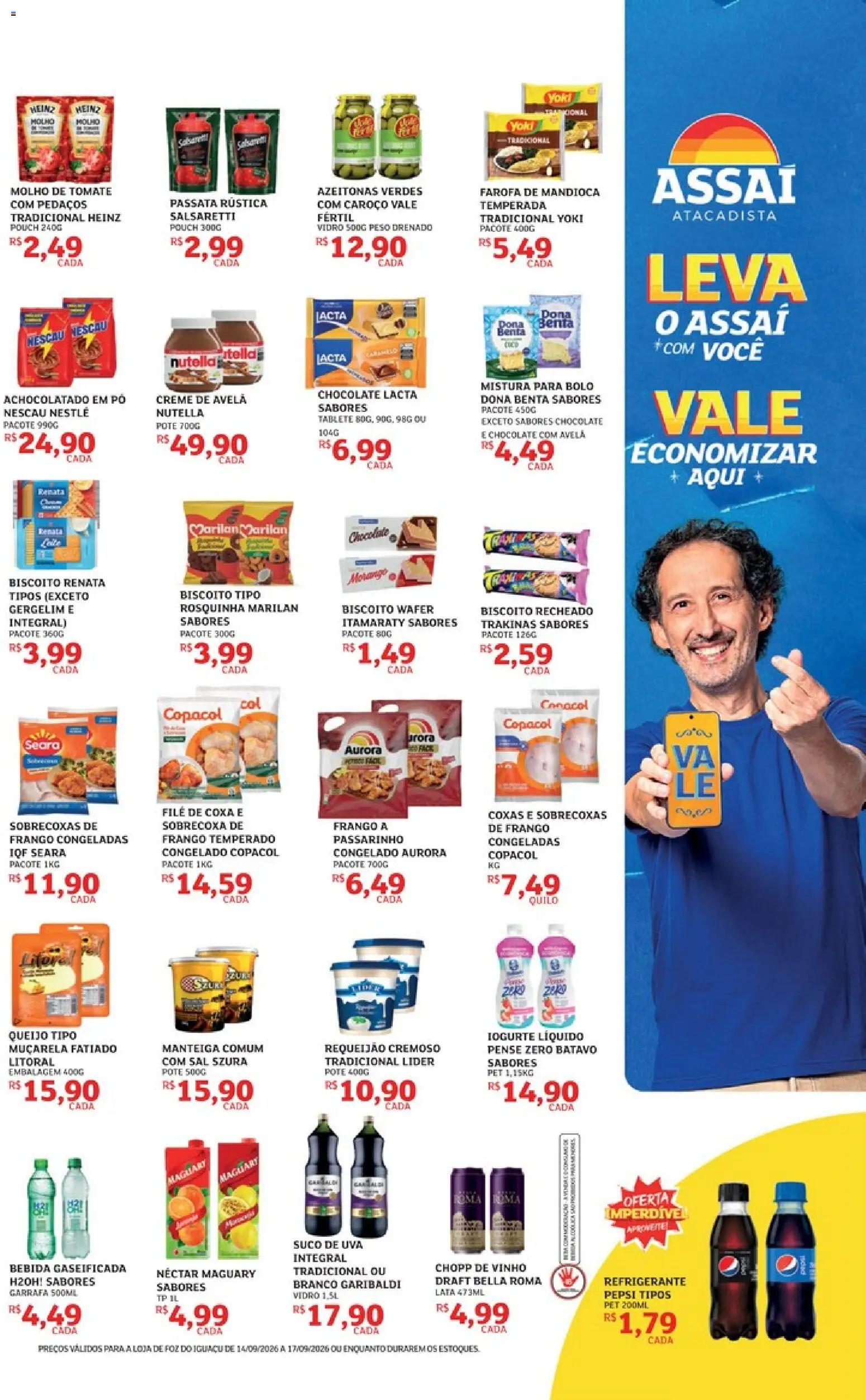 Assaí Atacadista Folheto - válido de 14/09/2026 | Página: 3 | Produtos: Mandioca, Pó, Molho de tomate, Achocolatado