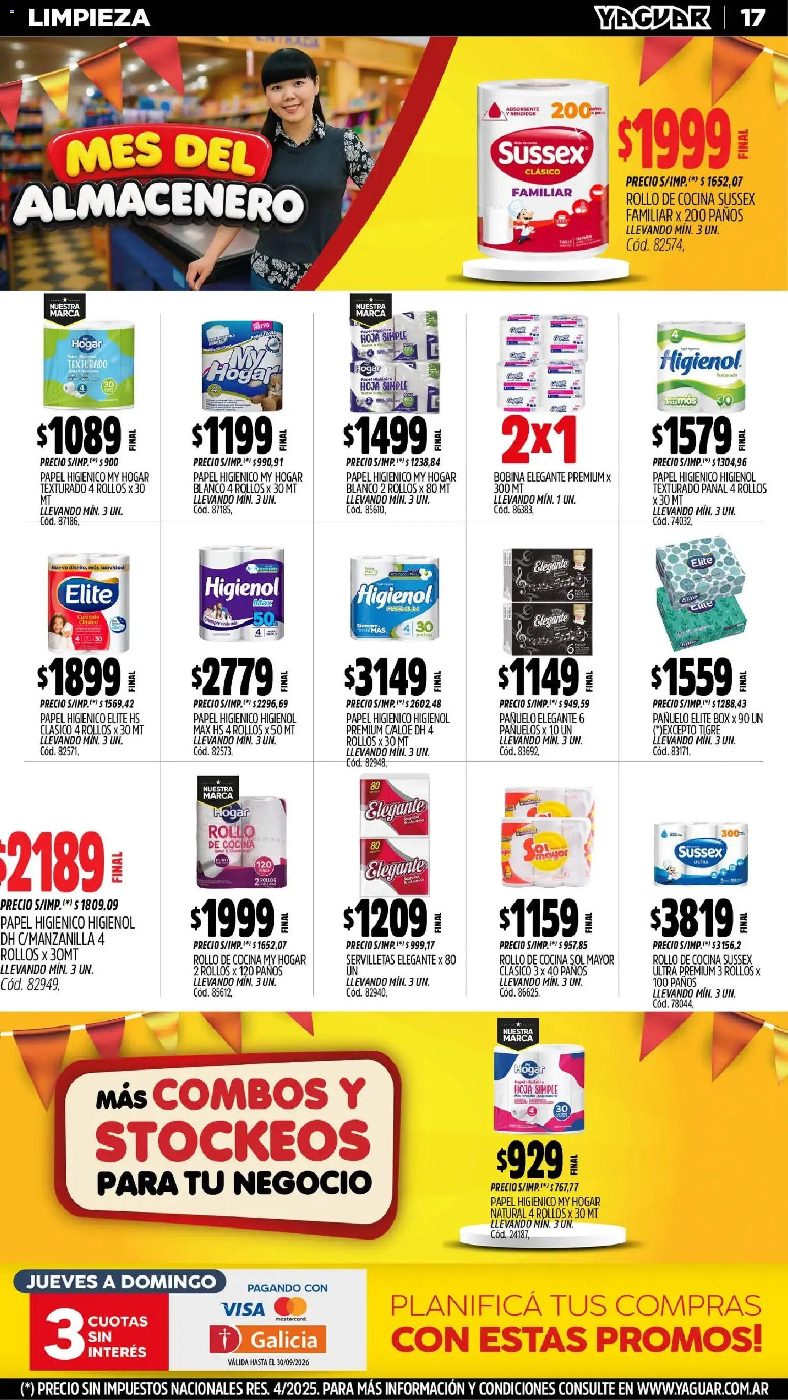 Yaguar - Oferta Semanal San Juan │ válido desde el 31/08/2026 | Página: 17 | Productos: Papel higiénico, Pañuelo, Cocina, Servilletas