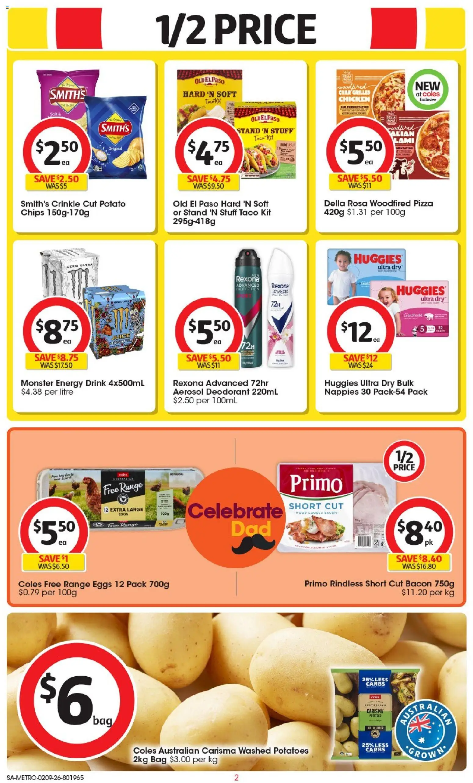 Coles catalogue - valid from 02/09/2026 | Page: 3 | Products: Energy drink, Eggs, Pizza, Chicken
