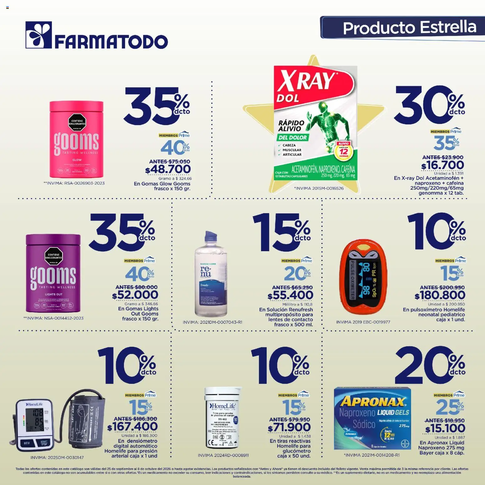 FarmaTodo revista - valida desde el 25/09/2026 | Página: 4 | Productos: Frasco, Gomas, Lentes de contacto, Caja