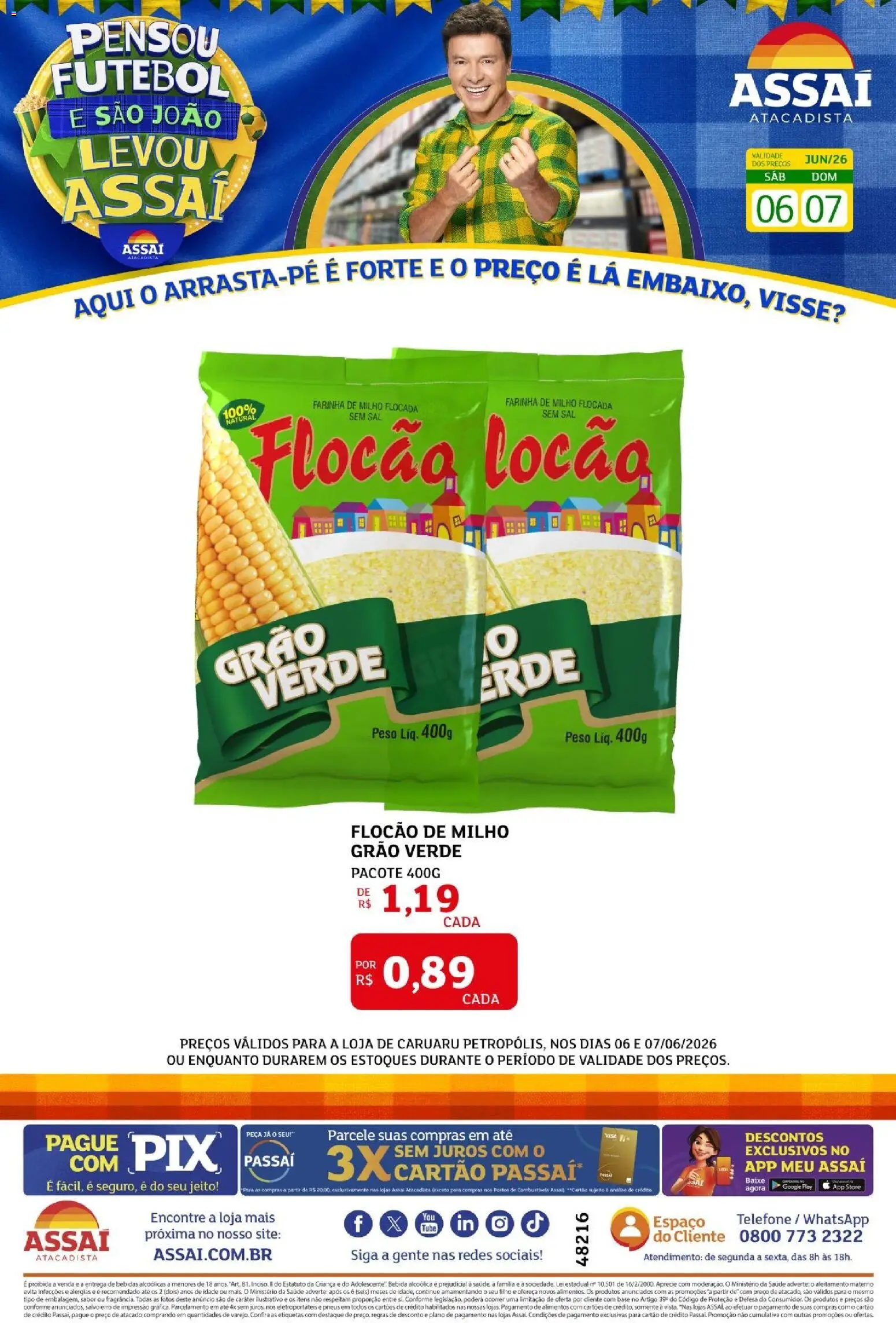 Assaí Atacadista Folheto - válido de 06.06.2026 | Página: 1 | Produtos: Pneus, Base, Bebida, Telefone