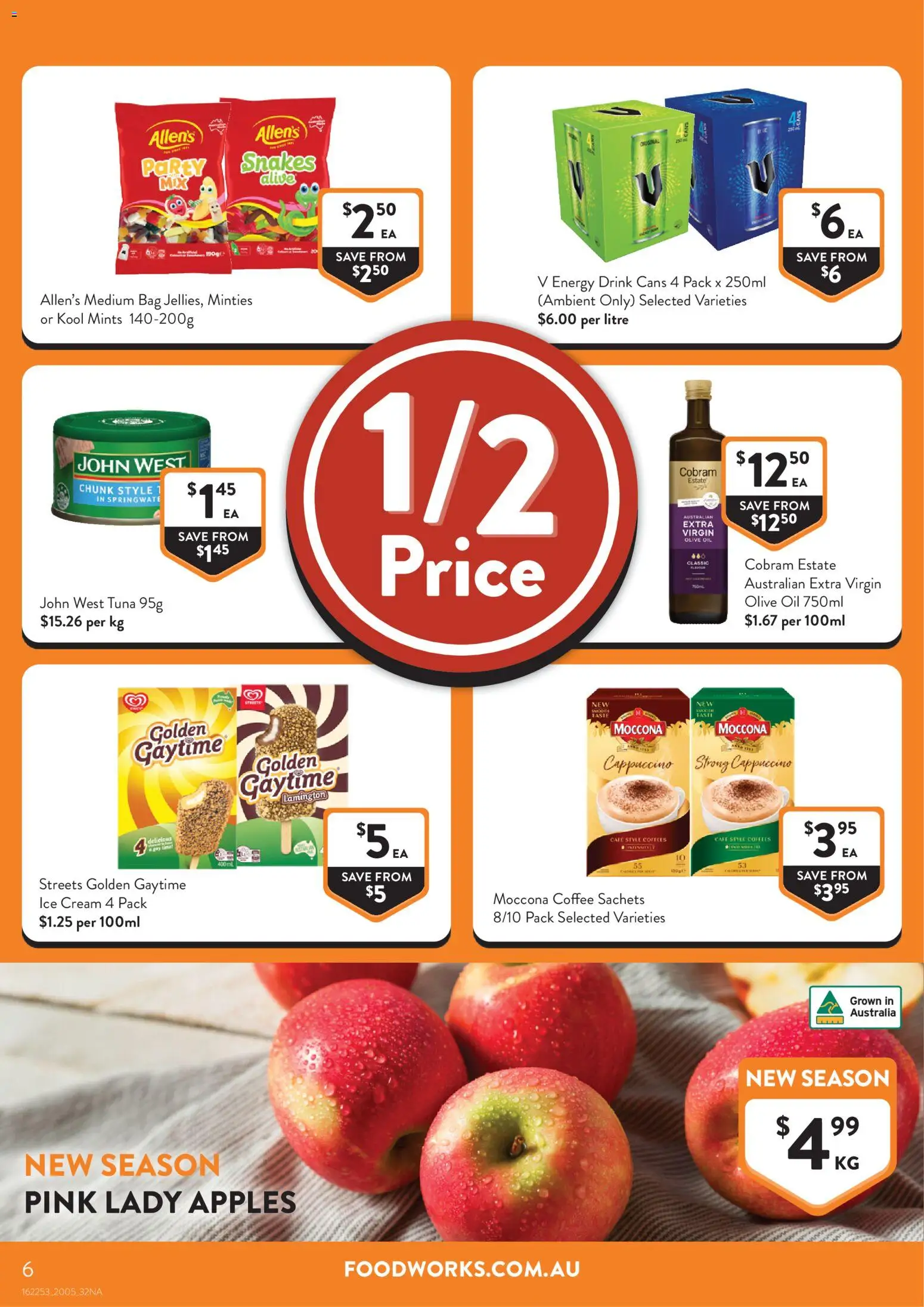 Foodworks catalogue - valid from 20.05.2026 | Page: 6 | Products: Apples, Olive oil, Cream, Tuna