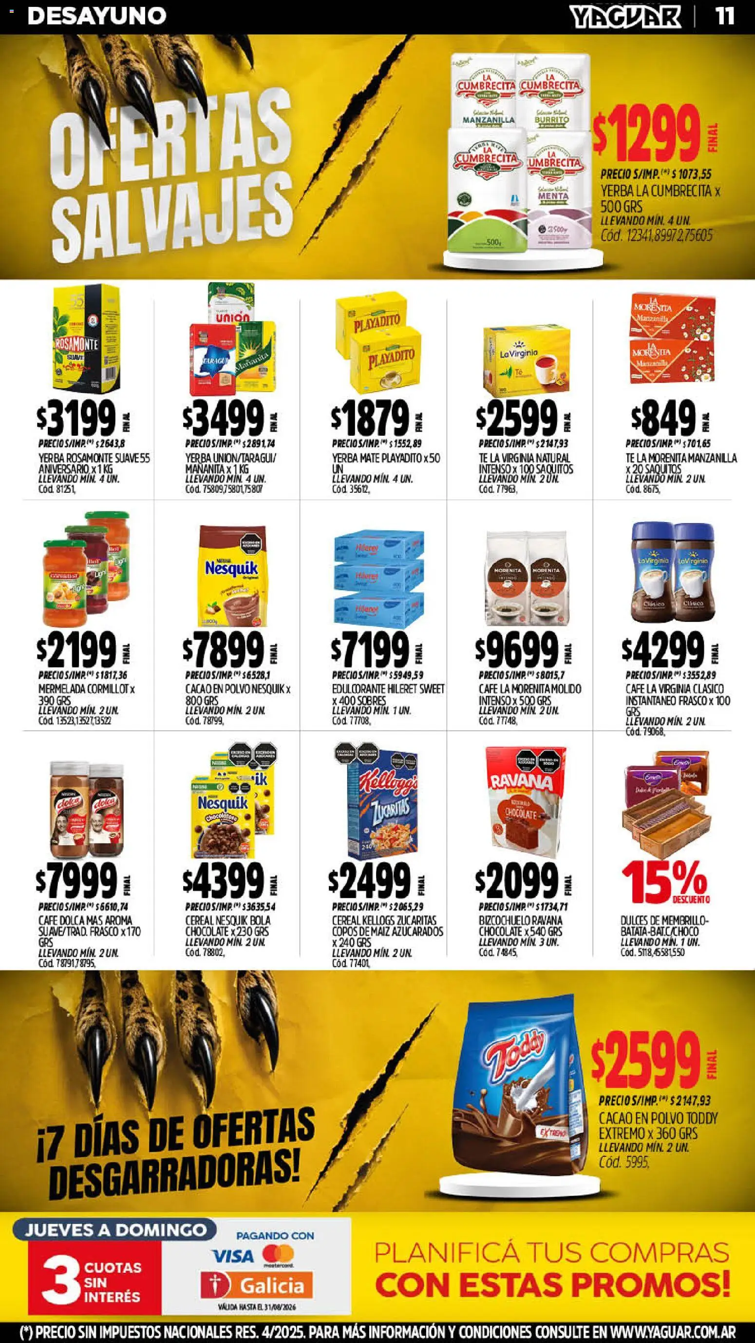 Yaguar catálogo │ válido desde el 10/08/2026 | Página: 12 | Productos: Edulcorante, Maiz, Café, Té