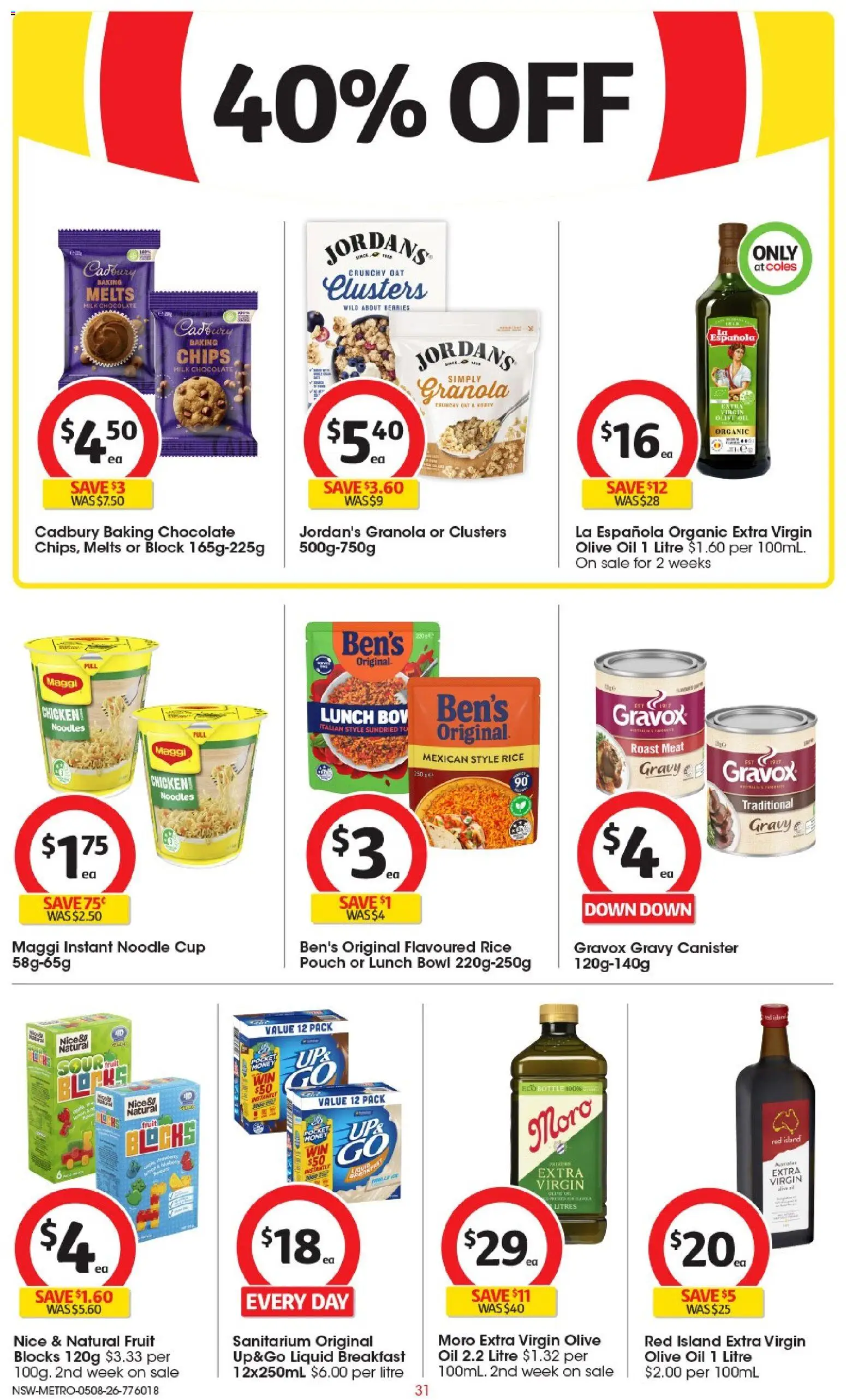 Coles catalogue - valid from 04/08/2026 | Page: 31 | Products: Oil, Noodles, Meat, Cereal