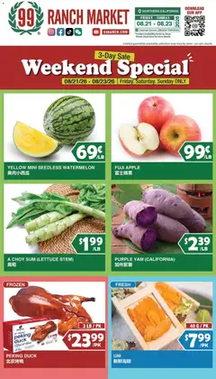 Preview of 99 Ranch Market weekly ads valid from 08/21/2026