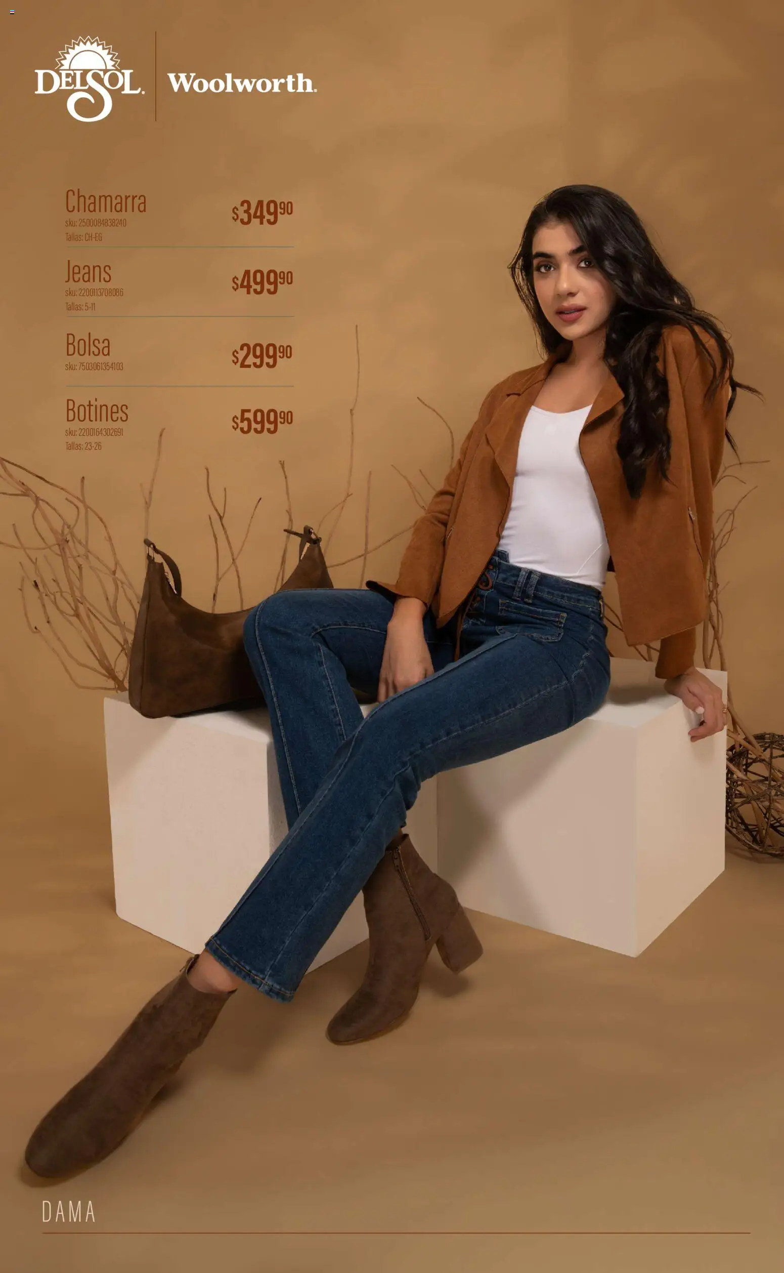 Nuevas ofertas de Del Sol y Woolworth válidas en toda la República Mexicana desde el 01/10/2026. ¡Encuentra las mejores ofertas en Del Sol y Woolworth catálogo Luce el Otoño! | Página: 2 | Productos: Bolsa, Chamarra, Botines