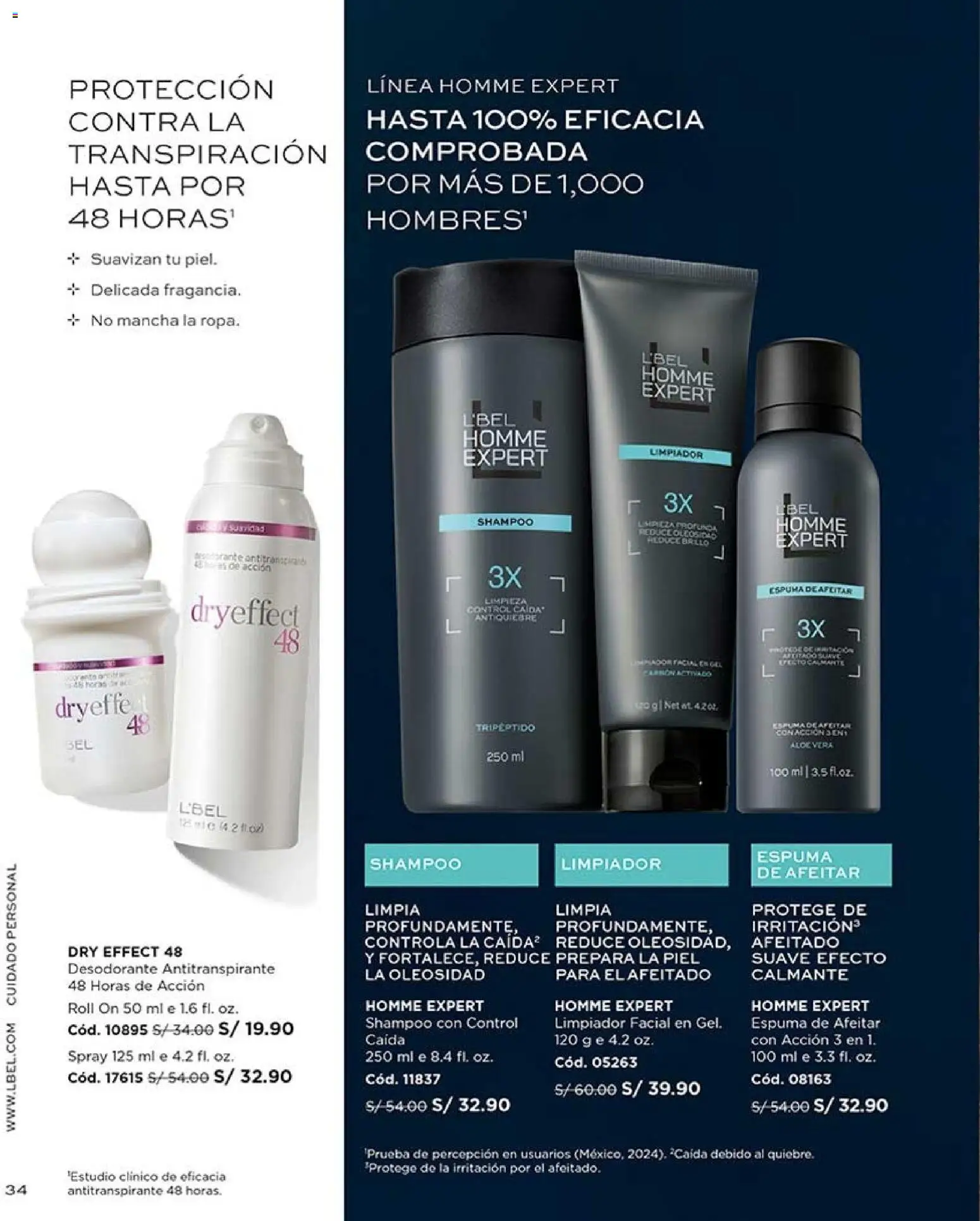 Catálogo L'Bel válido desde 22/08/2026 | Página: 34 | Productos: Shampoo, Espuma, Espuma de afeitar, Desodorante