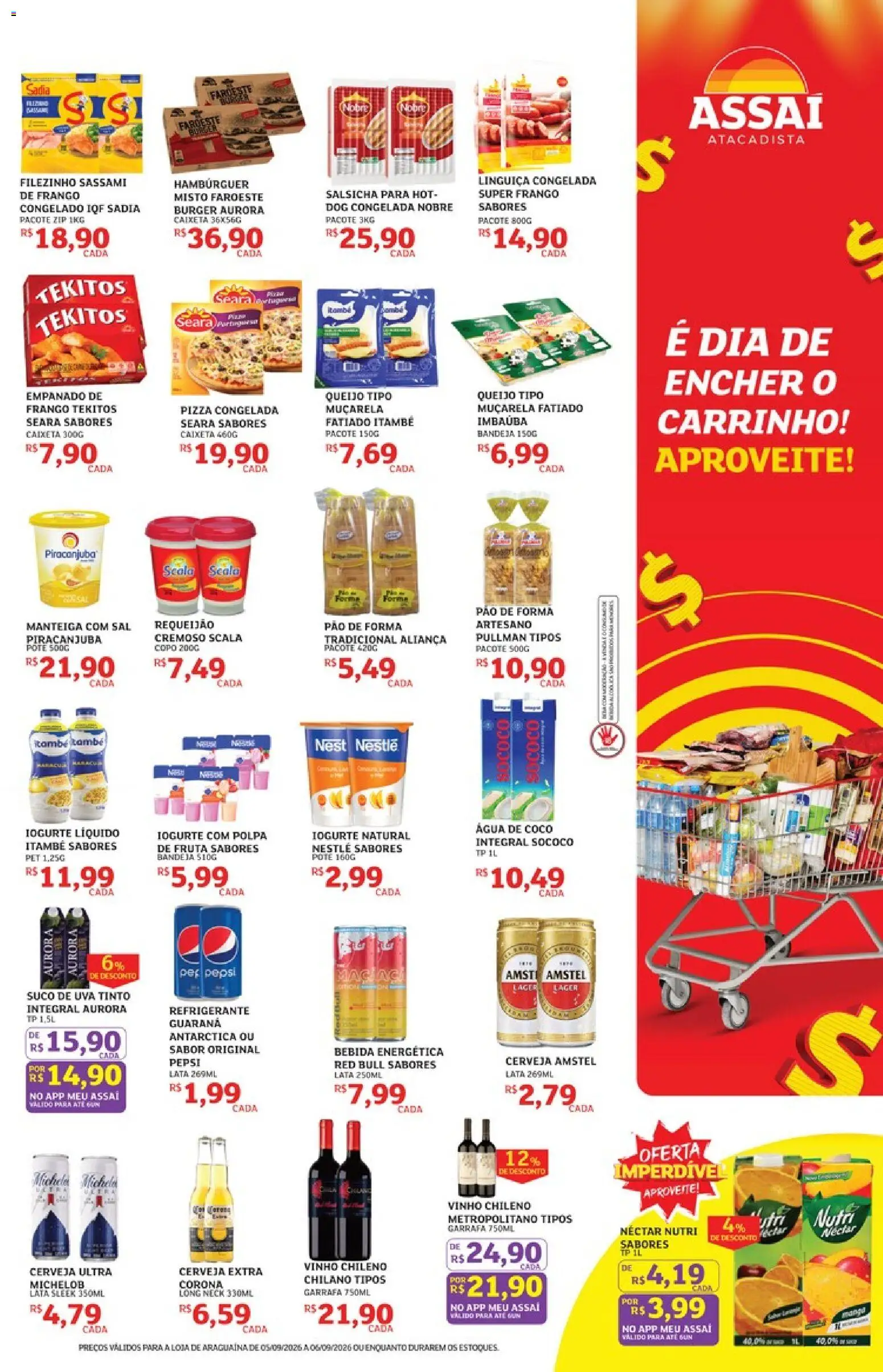 Assaí Atacadista Folheto - válido de 05/09/2026 | Página: 3 | Produtos: Manteiga, Iogurte, Cerveja, Muçarela