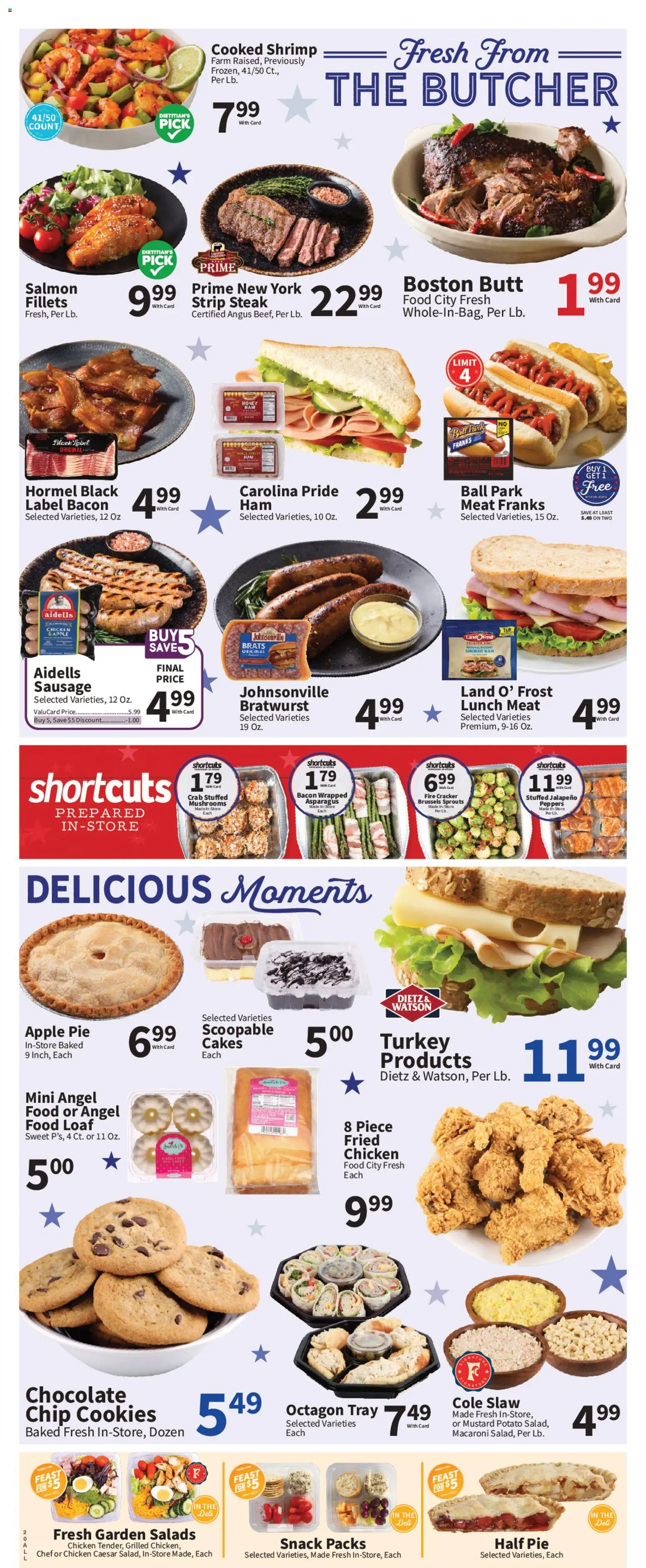 Food City Weekly Ad - valid from 20.05.2026 | Page: 4 | Products: Asparagus, Brussels Sprouts, Sausage, Apple Pie