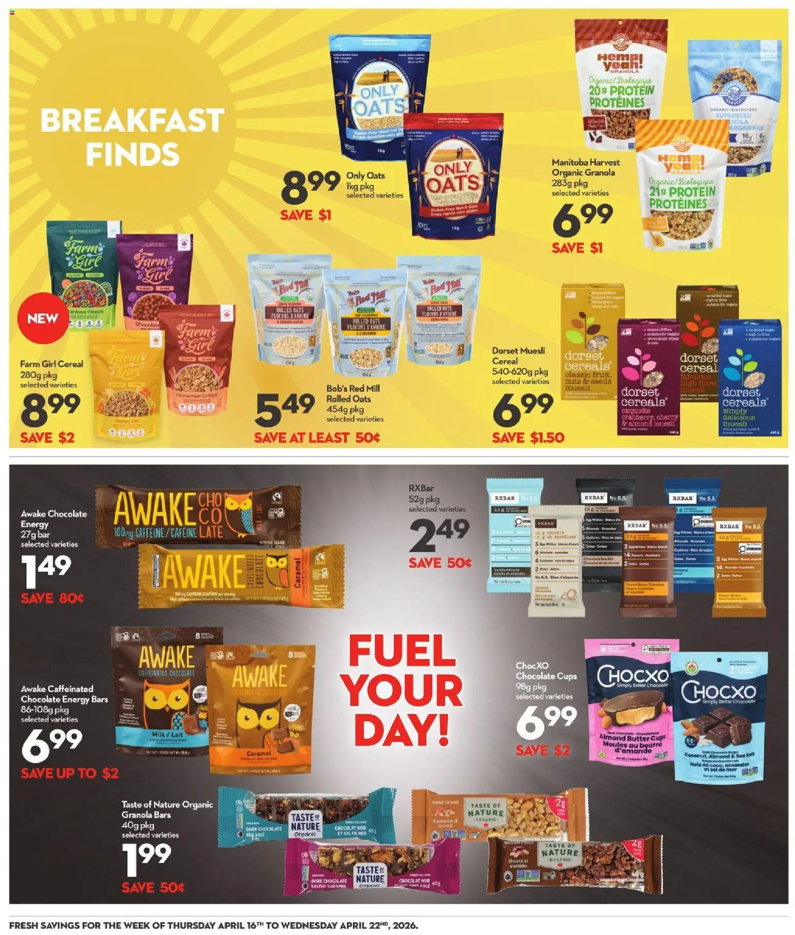 Longo's flyer valid from 16.04.2026 | Page: 14 | Products: Cereals, Nuts, Milk, Butter