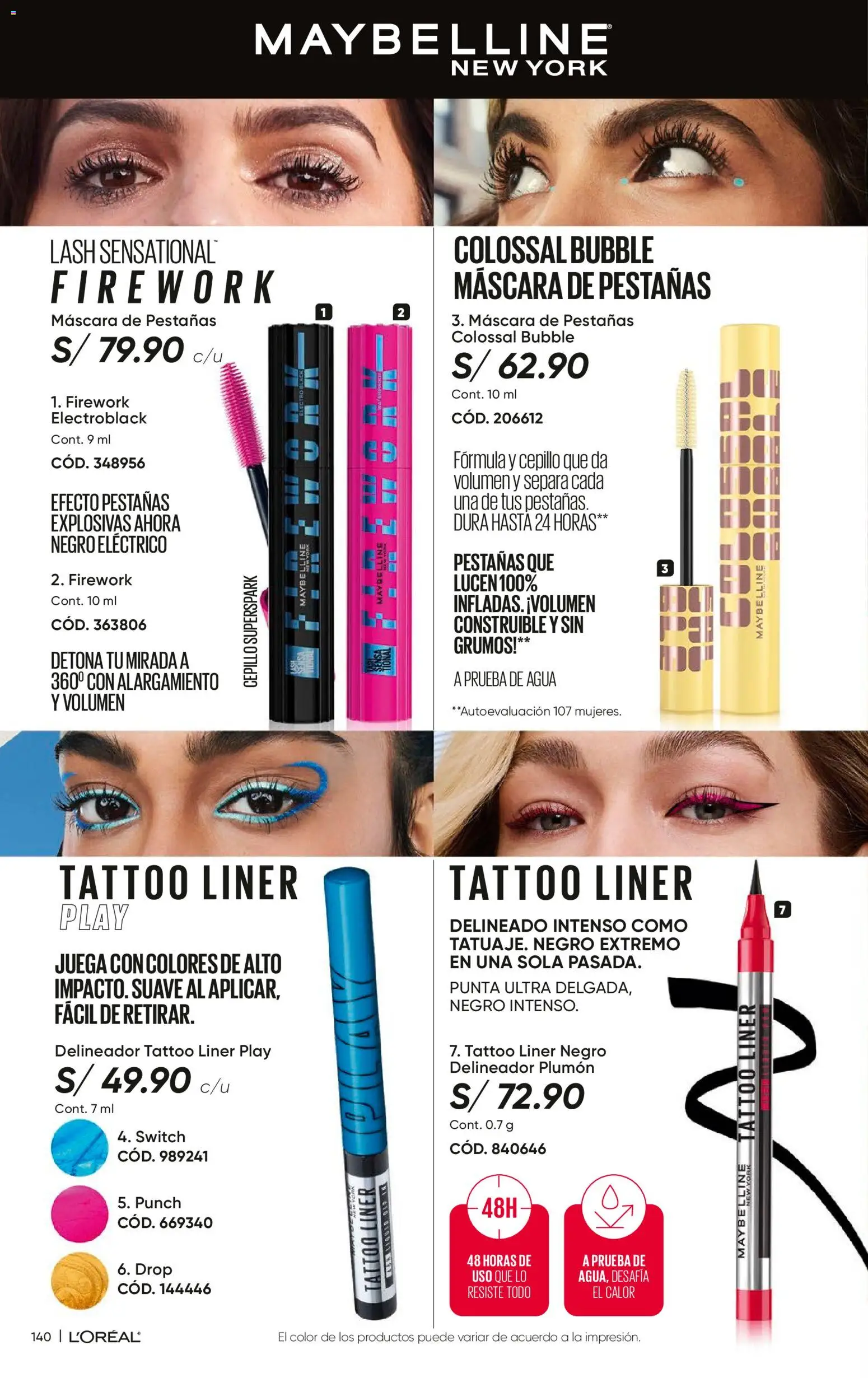 Catálogo Azzorti válido desde 27/07/2026 | Página: 142 | Productos: Máscara, Delineador, Agua