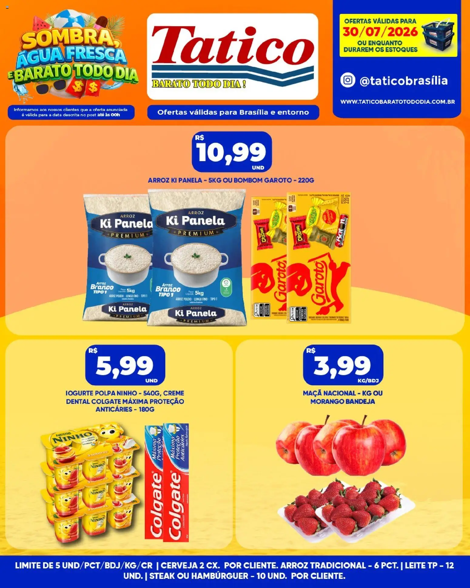 Tatico Folheto - válido de 30/07/2026 | Página: 6 | Produtos: Iogurte, Arroz, Creme, Hambúrguer