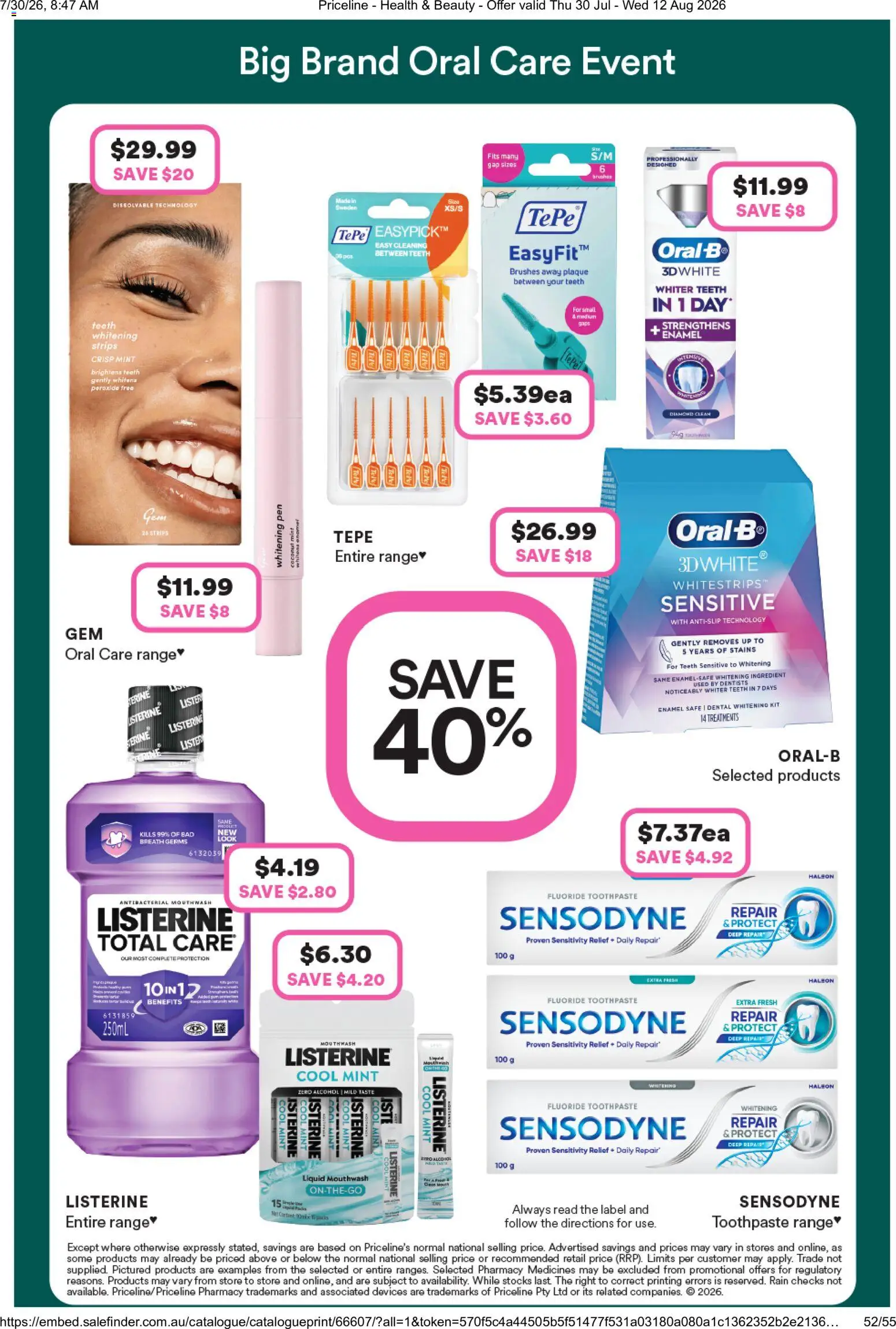 Priceline Pharmacy catalogue - valid from 30/07/2026 | Page: 26 | Products: Toothpaste, Mouthwash, Safe