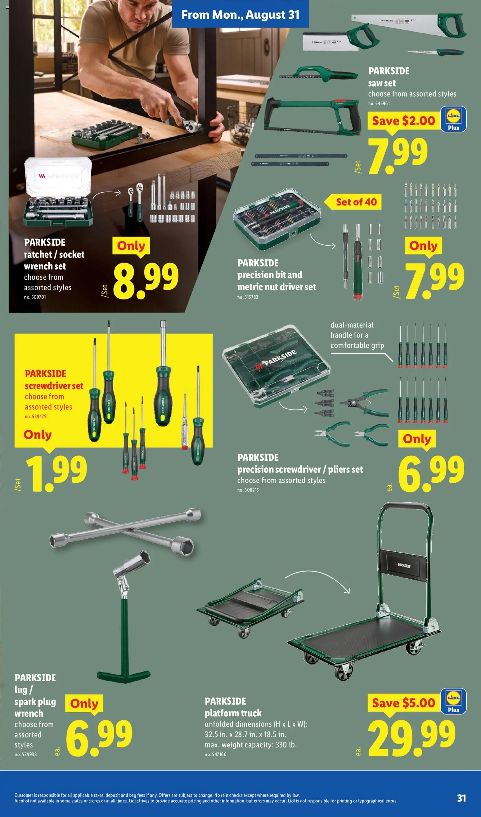 Lidl Weekly Ad - valid from 08/26/2026 | Page: 31 | Products: Ratchet, Alcohol, Spark Plug, Weight