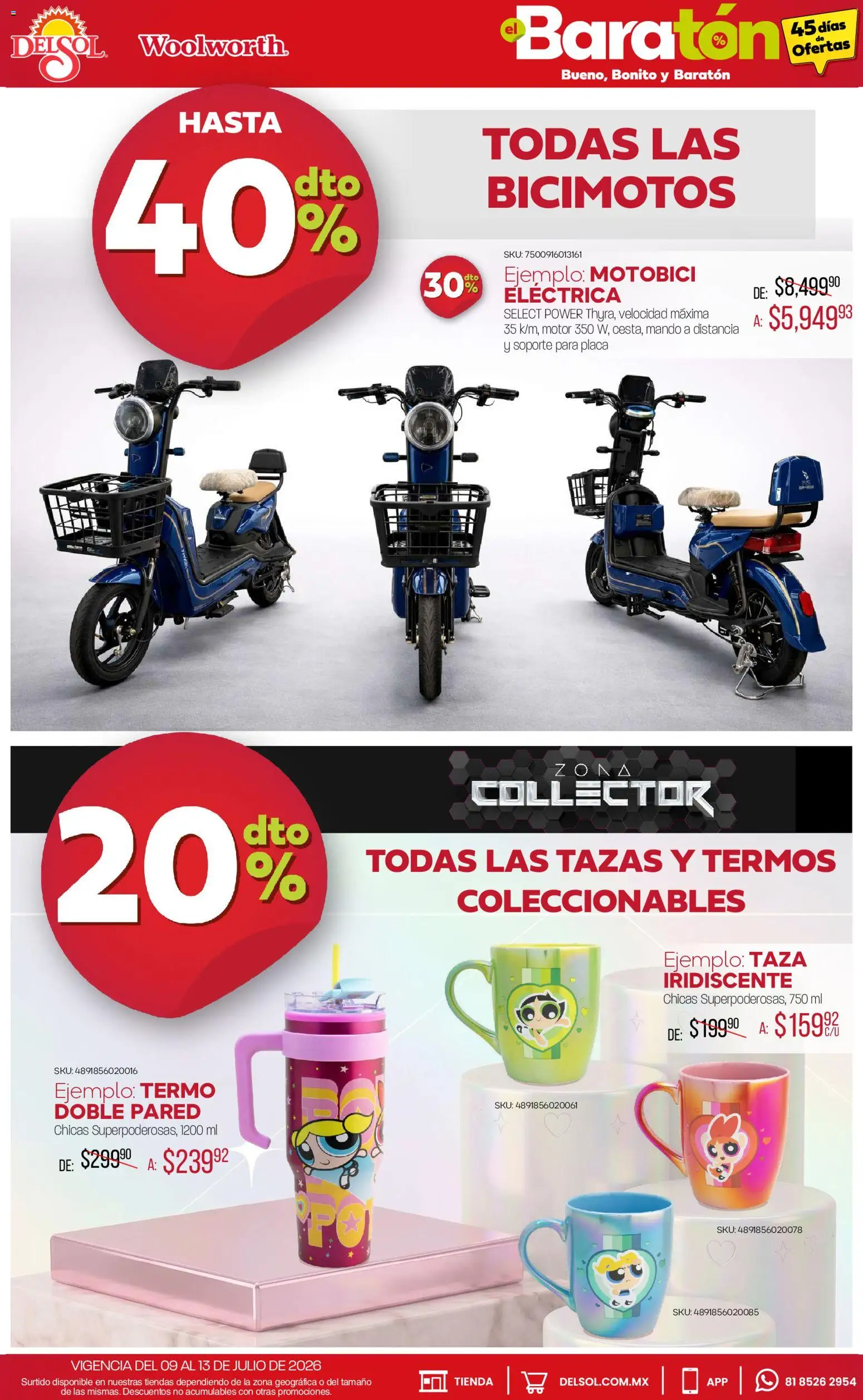 Nuevas ofertas de Del Sol y Woolworth válidas en toda la República Mexicana desde el 09/07/2026. ¡Encuentra las mejores ofertas en Del Sol y Woolworth catálogo Bueno, Bonito y Baratón! | Página: 14 | Productos: Taza, Termo