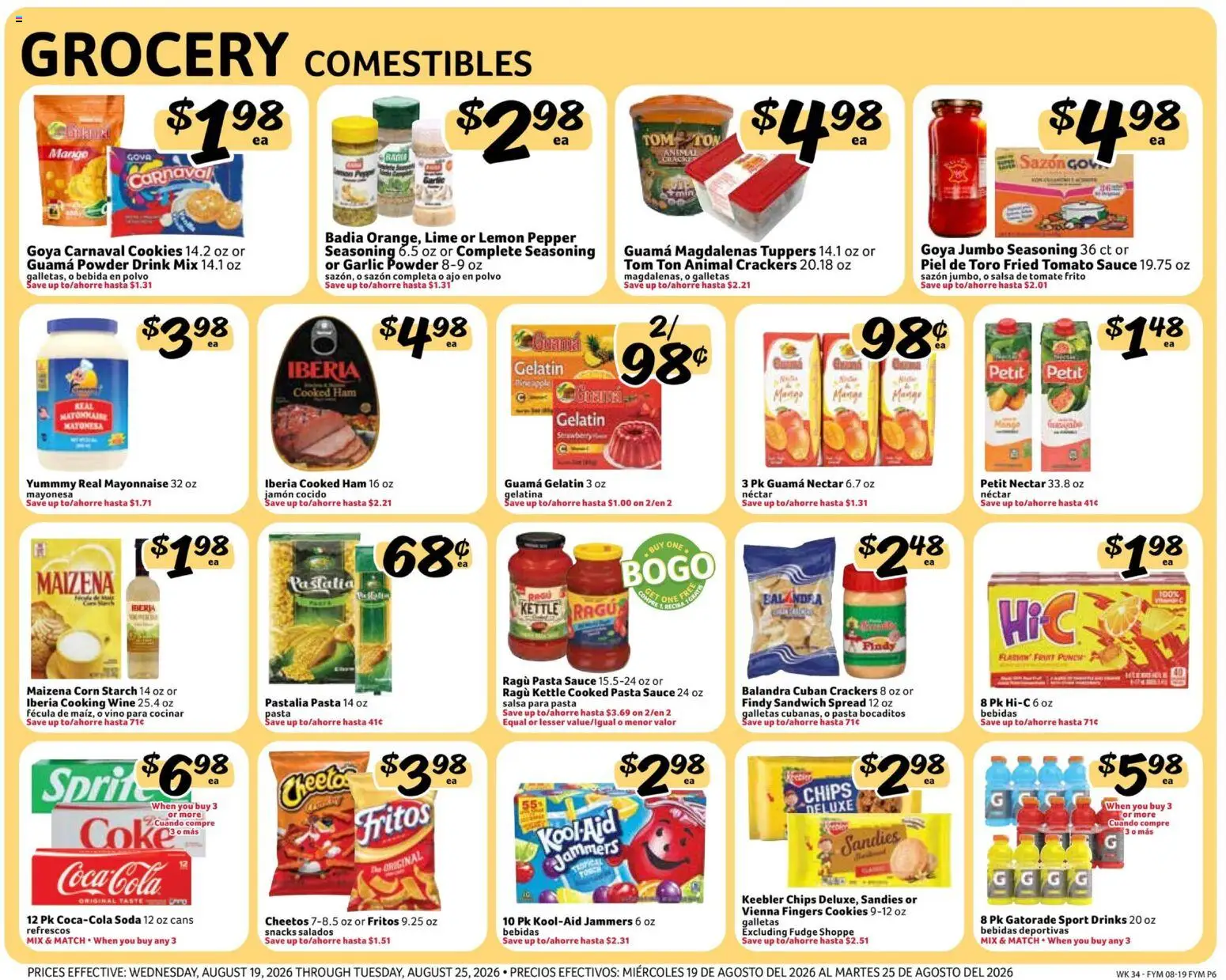 Fresco y Más Weekly Ad - valid from 08/19/2026 | Page: 6 | Products: Spread, Cookies, Sauce, Snacks
