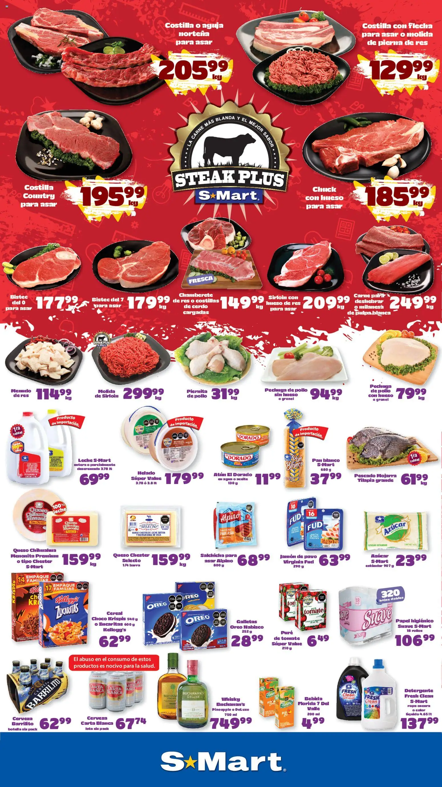 Nuevas ofertas de S-Mart válidas en toda la República Mexicana desde el 14/08/2026. ¡Encuentra las mejores ofertas en S-Mart folleto Monterrey! | Página: 1 | Productos: Pollo, Azúcar, Leche, Pan