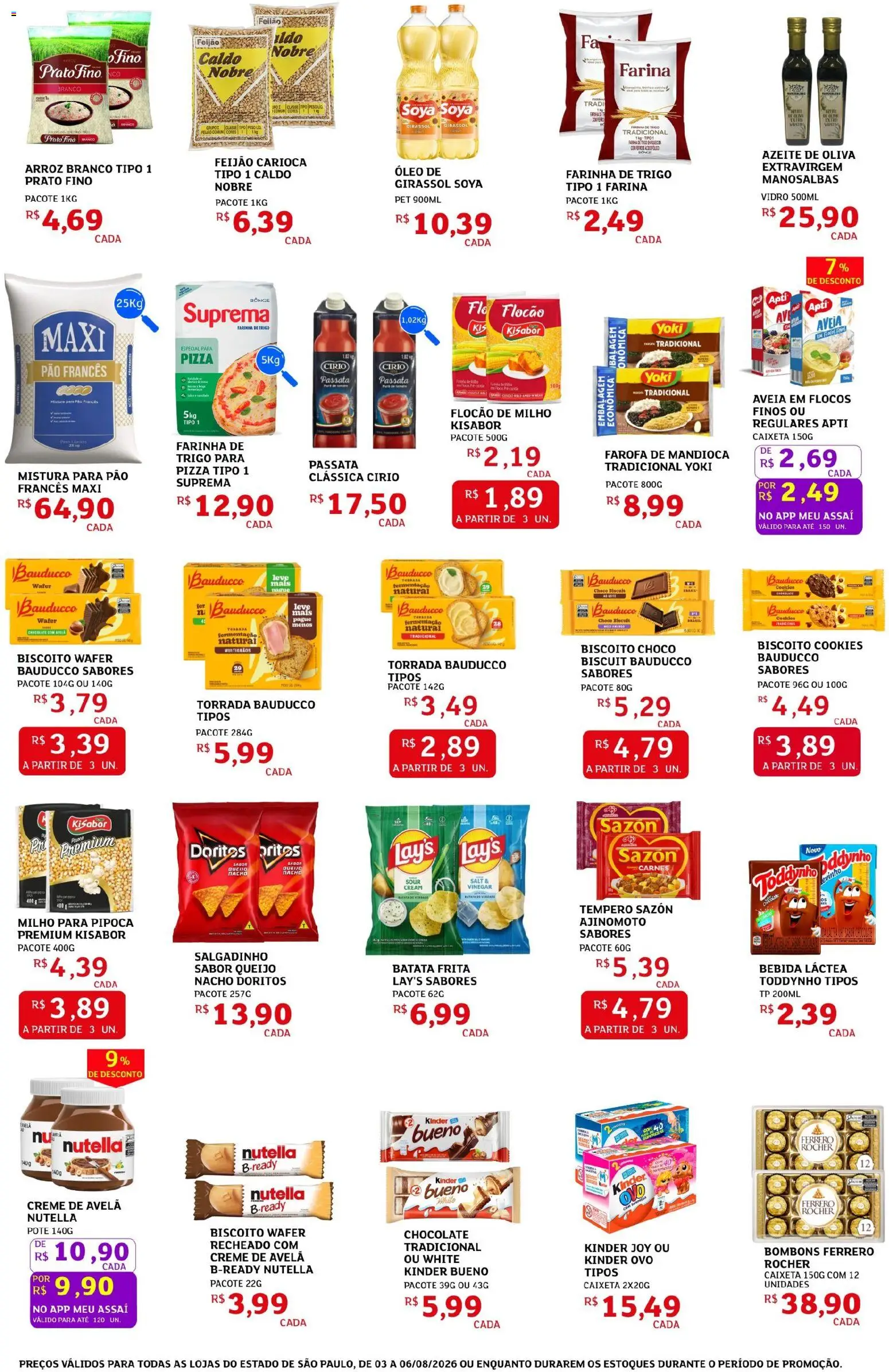 Assaí Atacadista Folheto - válido de 03/08/2026 | Página: 2 | Produtos: Mandioca, Chocolate, Cookies, Batata frita