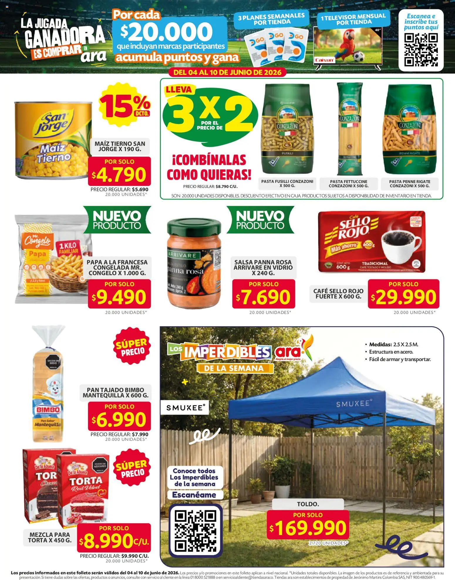 Ara revista - valida desde el 04.06.2026 | Página: 12 | Productos: Televisor, Mantequilla, Papa, Pan