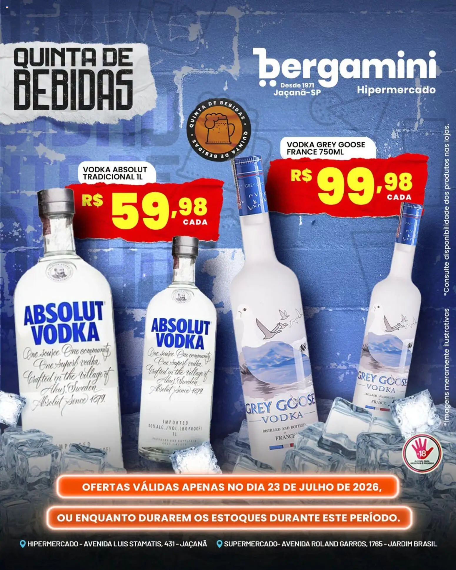 Supermercado Bergamini Folheto - válido de 23/07/2026 | Página: 4 | Produtos: Vodka, Bebida, Tinta