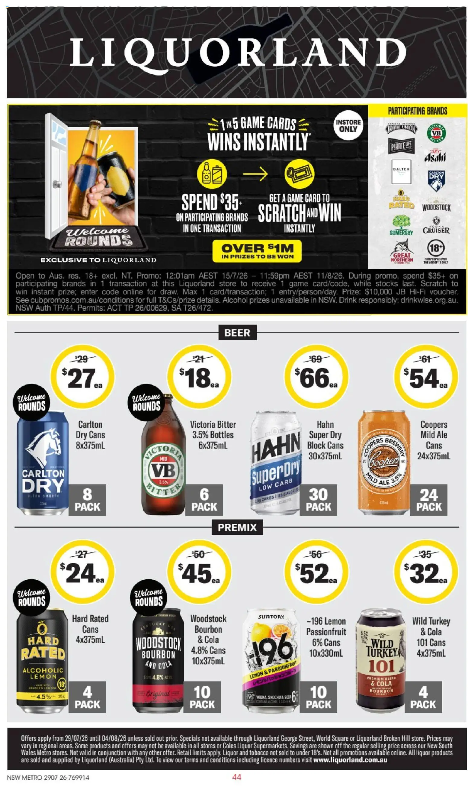Liquorland catalogue - valid from 29/07/2026 | Page: 1 | Products: Bourbon, Passionfruit, Lemon, Game